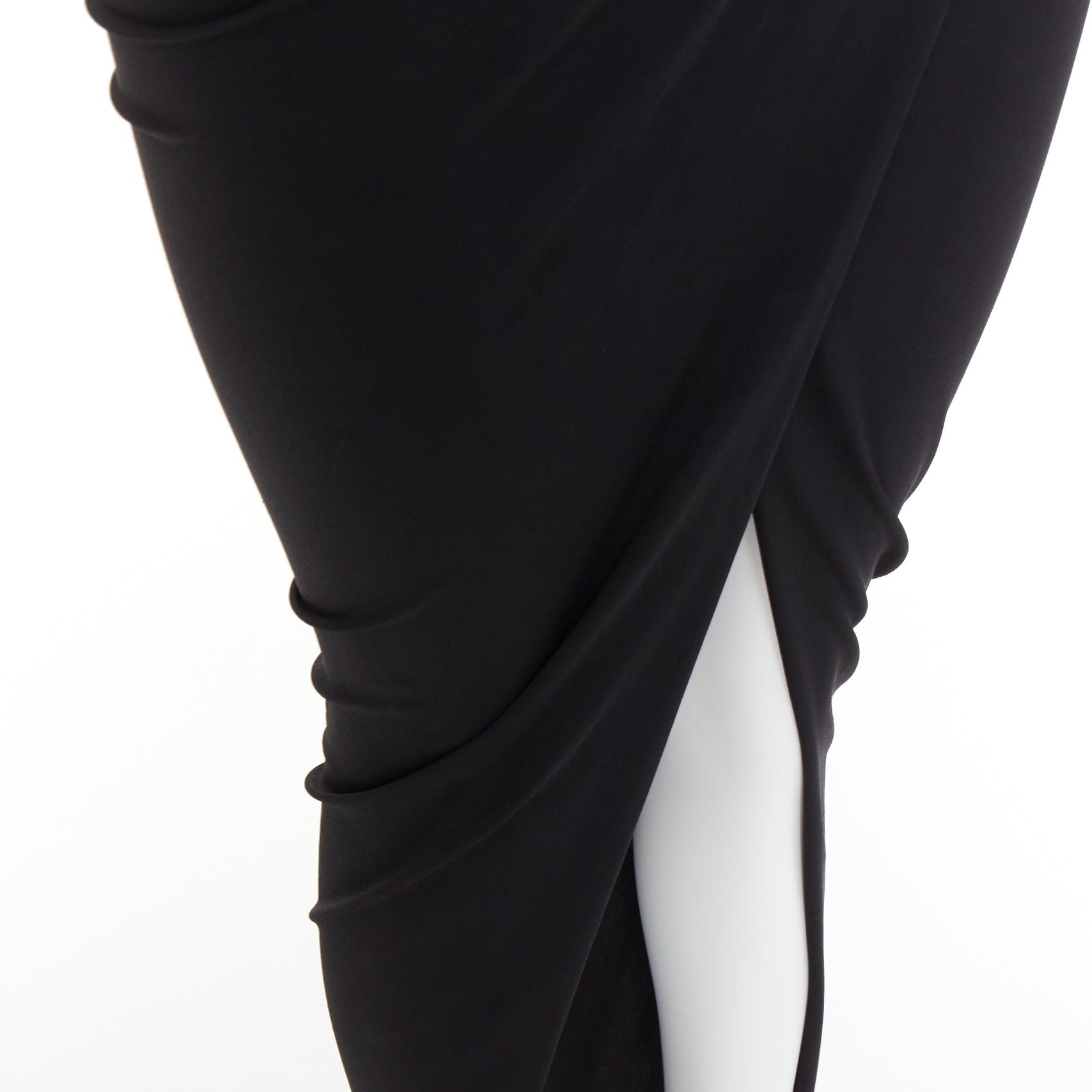 Alexandre Vauthier ALEXANDRE VAUTHIER black silver rhinestone jewel crystal plunge wrap dress Size S / US 4 / IT 40 - 9 Thumbnail