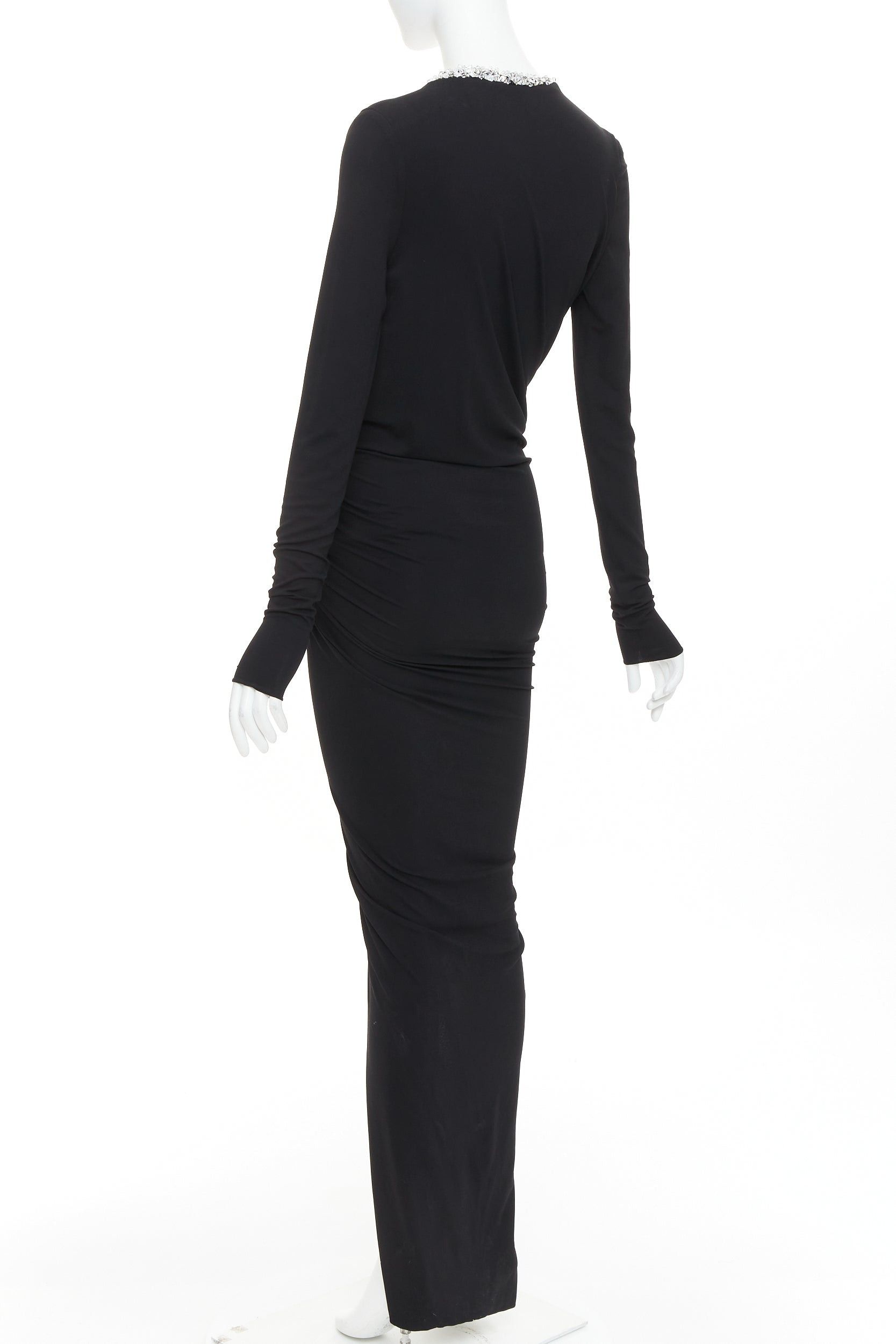 Alexandre Vauthier ALEXANDRE VAUTHIER black silver rhinestone jewel crystal plunge wrap dress Size S / US 4 / IT 40 - 6 Thumbnail