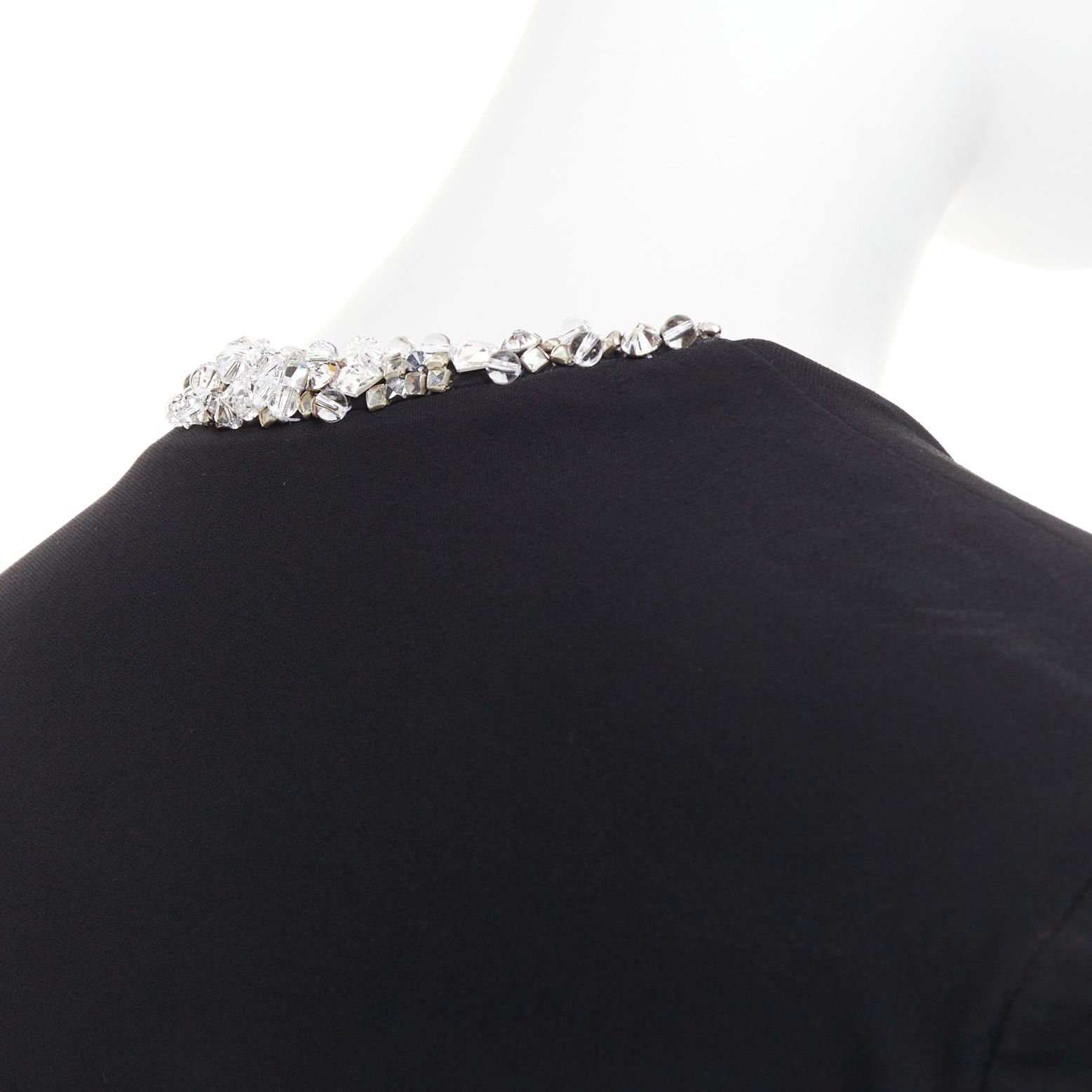Alexandre Vauthier ALEXANDRE VAUTHIER black silver rhinestone jewel crystal plunge wrap dress Size S / US 4 / IT 40 - 10 Thumbnail