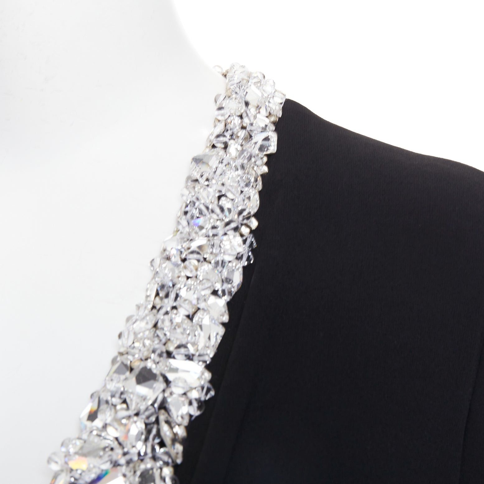 Alexandre Vauthier ALEXANDRE VAUTHIER black silver rhinestone jewel crystal plunge wrap dress Size S / US 4 / IT 40 - 7 Thumbnail