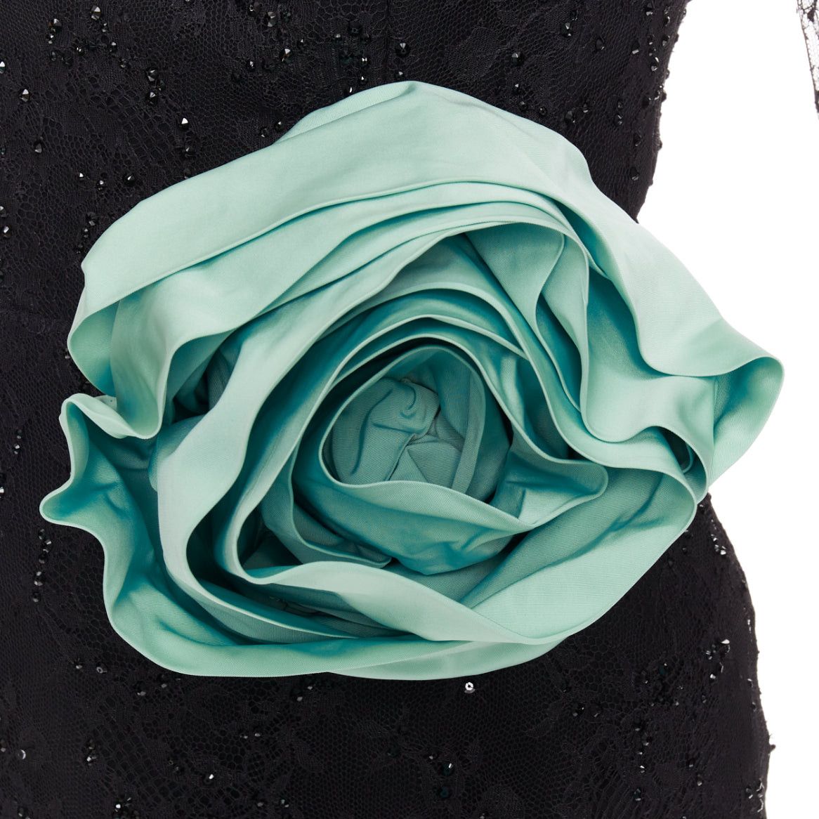 Alexandre Vauthier ALEXANDRE VAUTHIER COUTURE AW2019 Runway green rosette crystal embellished lace dress Size S / US 4 / IT 40 - 2 Thumbnail