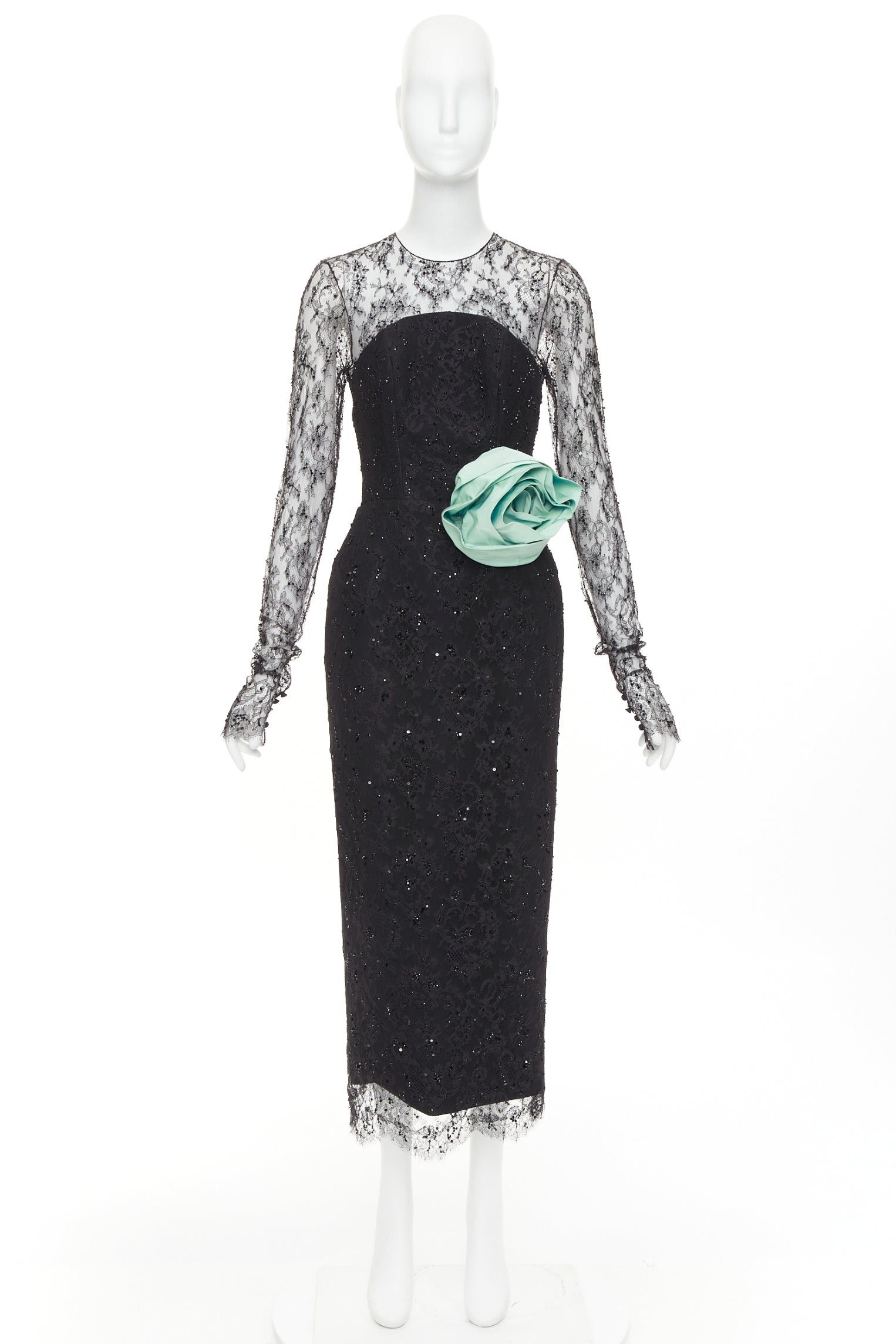 Alexandre Vauthier ALEXANDRE VAUTHIER COUTURE AW2019 Runway green rosette crystal embellished lace dress Size S / US 4 / IT 40 - 13 Thumbnail