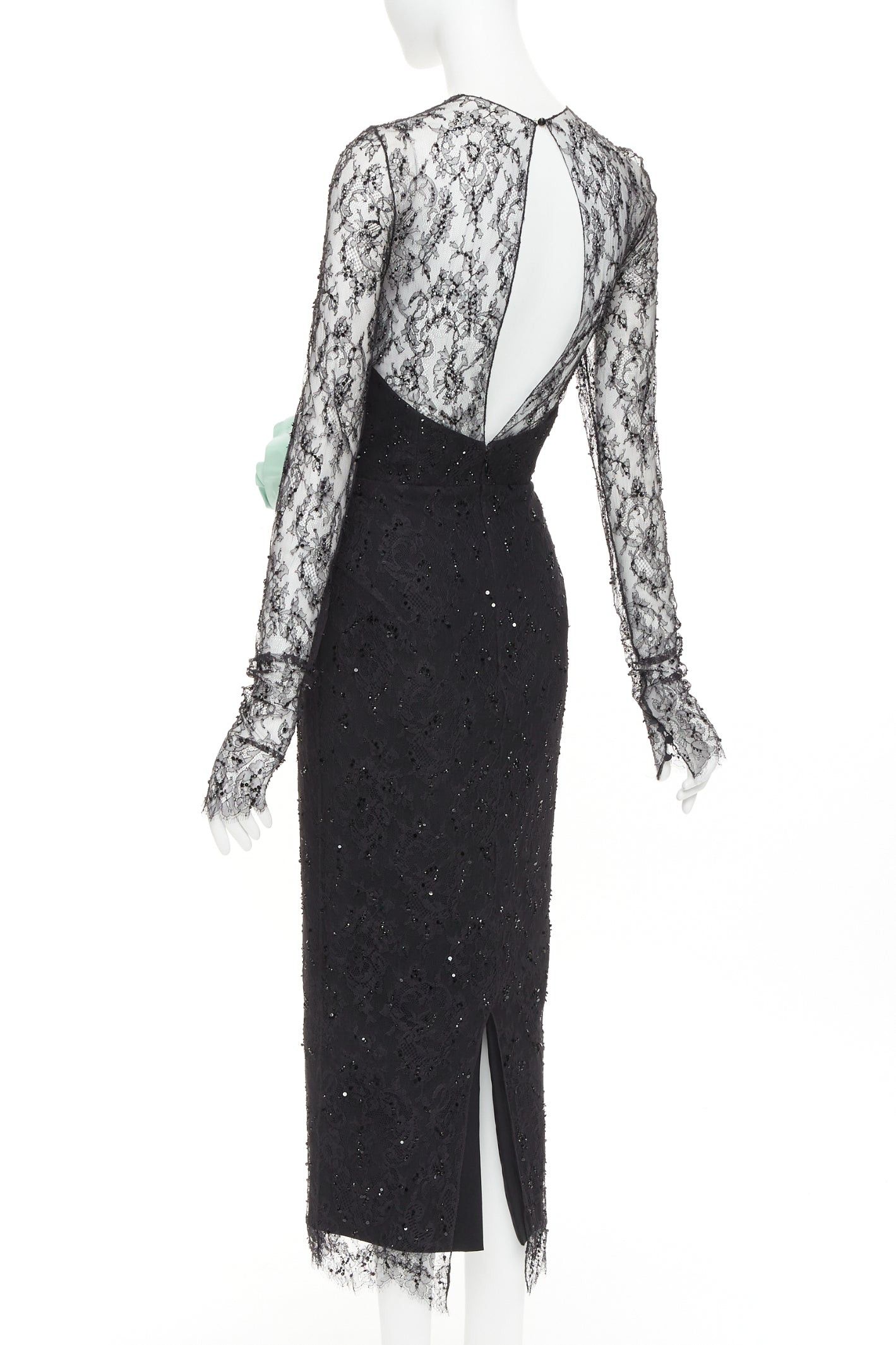 Alexandre Vauthier ALEXANDRE VAUTHIER COUTURE AW2019 Runway green rosette crystal embellished lace dress Size S / US 4 / IT 40 - 6 Thumbnail
