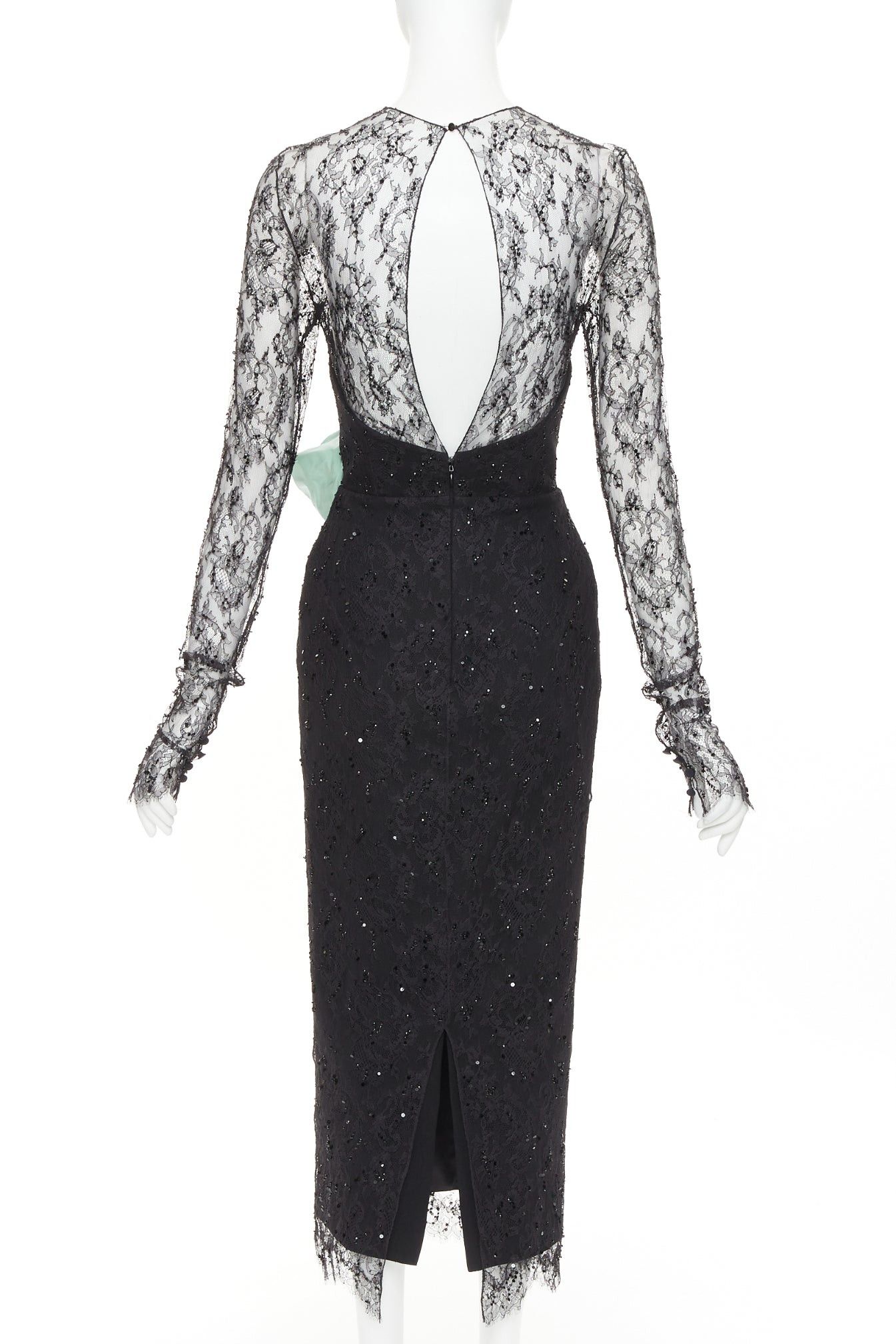 Alexandre Vauthier ALEXANDRE VAUTHIER COUTURE AW2019 Runway green rosette crystal embellished lace dress Size S / US 4 / IT 40 - 5 Thumbnail