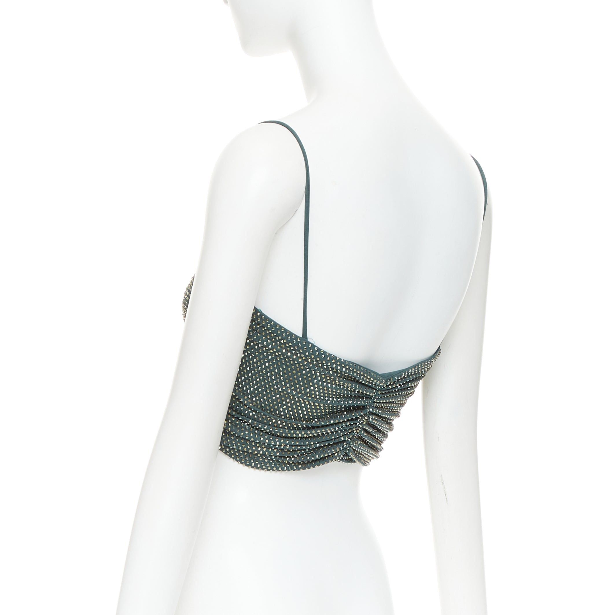 Alexandre Vauthier ALEXANDRE VAUTHIER Sage green strass crystal encrusted twist cropped top Size S / US 4 / IT 40 - 6 Thumbnail