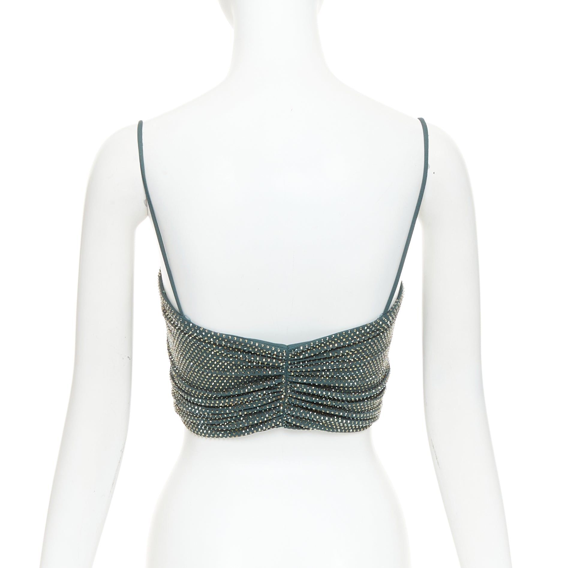 Alexandre Vauthier ALEXANDRE VAUTHIER Sage green strass crystal encrusted twist cropped top Size S / US 4 / IT 40 - 5 Thumbnail