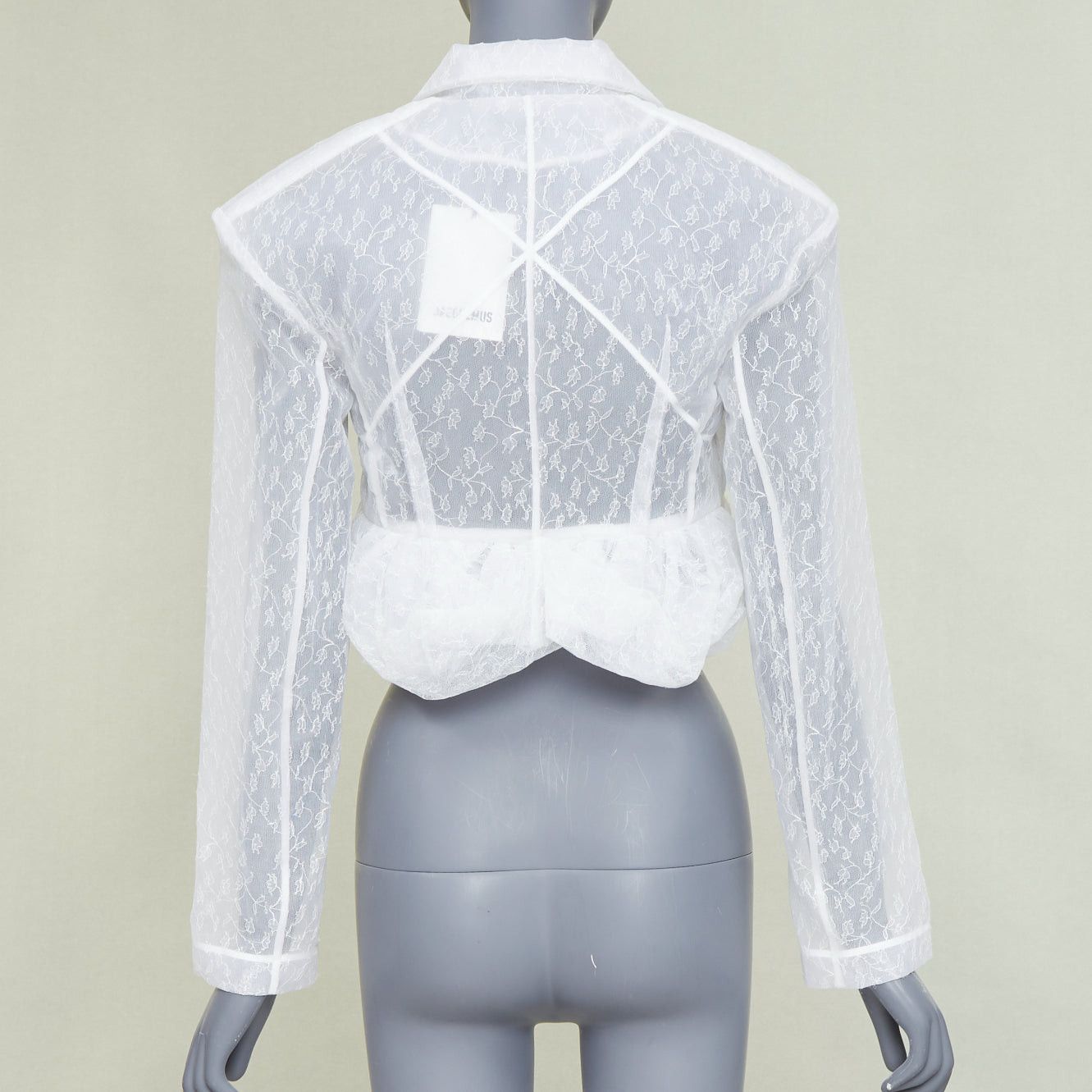 Jacquemus JACQUEMUS Bridal Le Chouchou 2023 Runway Dentelle white floral tulle lace crop jacket FR34 XS Size XS / US 0-2 / IT 36-38 - 5 Thumbnail