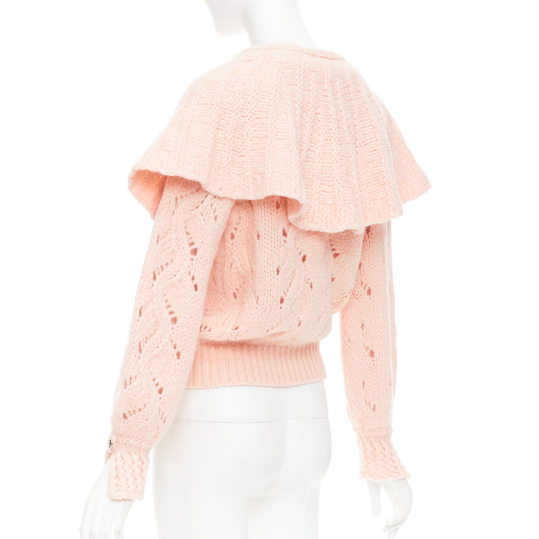Chanel CHANEL 21B pink wool alpaca blend ruffle capelet sweater FR34 XS Size XS / US 0-2 / IT 36-38 - 6 Thumbnail