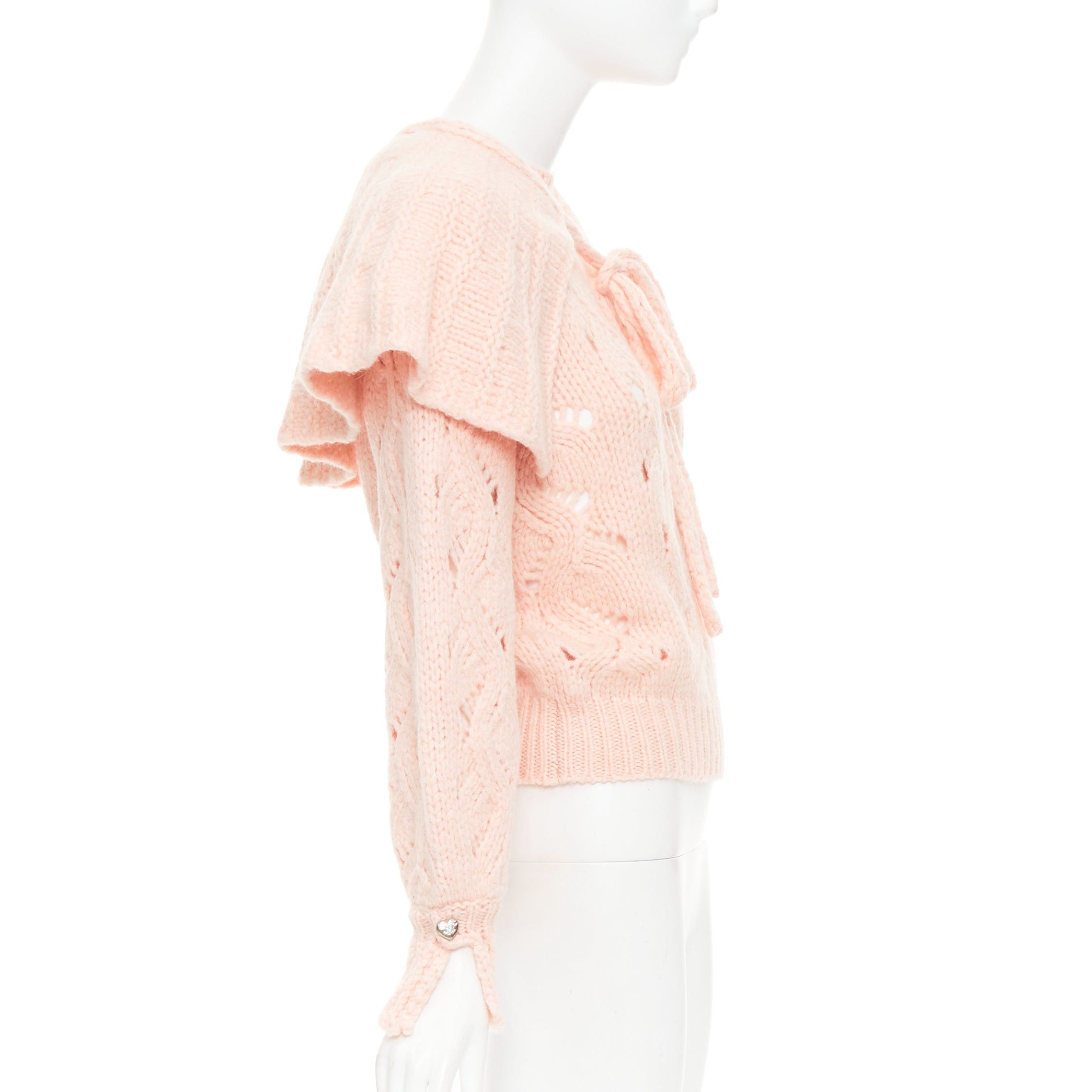 Chanel CHANEL 21B pink wool alpaca blend ruffle capelet sweater FR34 XS Size XS / US 0-2 / IT 36-38 - 4 Thumbnail