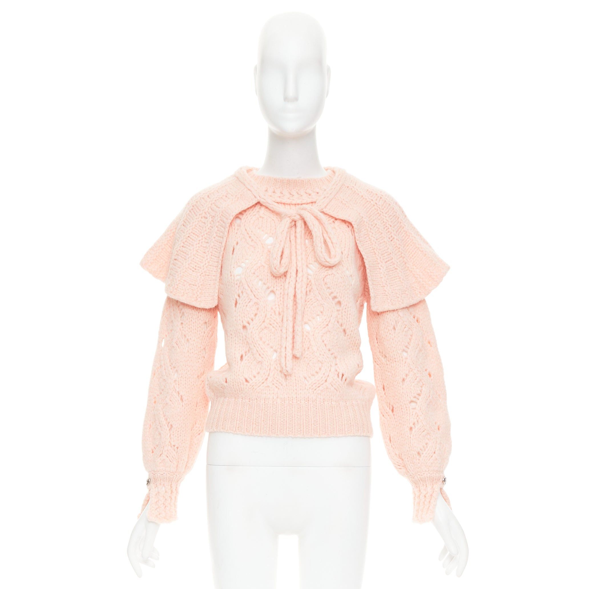 Chanel CHANEL 21B pink wool alpaca blend ruffle capelet sweater FR34 XS Size XS / US 0-2 / IT 36-38 - 9 Thumbnail