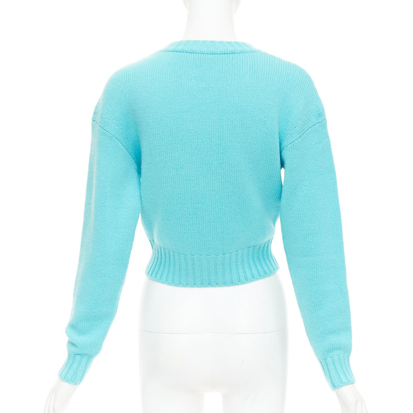 Chanel CHANEL 2020 100% cashmere cyan blue CC cursive logo cropped sweater¬† FR36 S Size S / US 4 / IT 40 - 5 Thumbnail