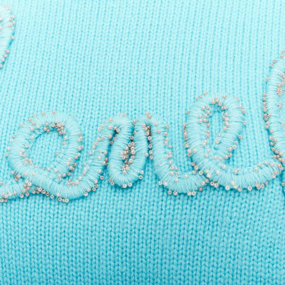 Chanel CHANEL 2020 100% cashmere cyan blue CC cursive logo cropped sweater¬† FR36 S Size S / US 4 / IT 40 - 2 Thumbnail