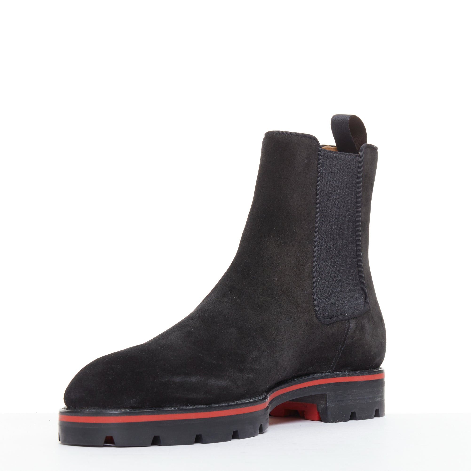 Christian Louboutin CHRISTIAN LOUBOUTIN Alpinono Flat Crosta Wax black suede lug sole chelsea boots EU42.5 US9.5 Size US 9.5 / EU 42-43 - 4 Thumbnail
