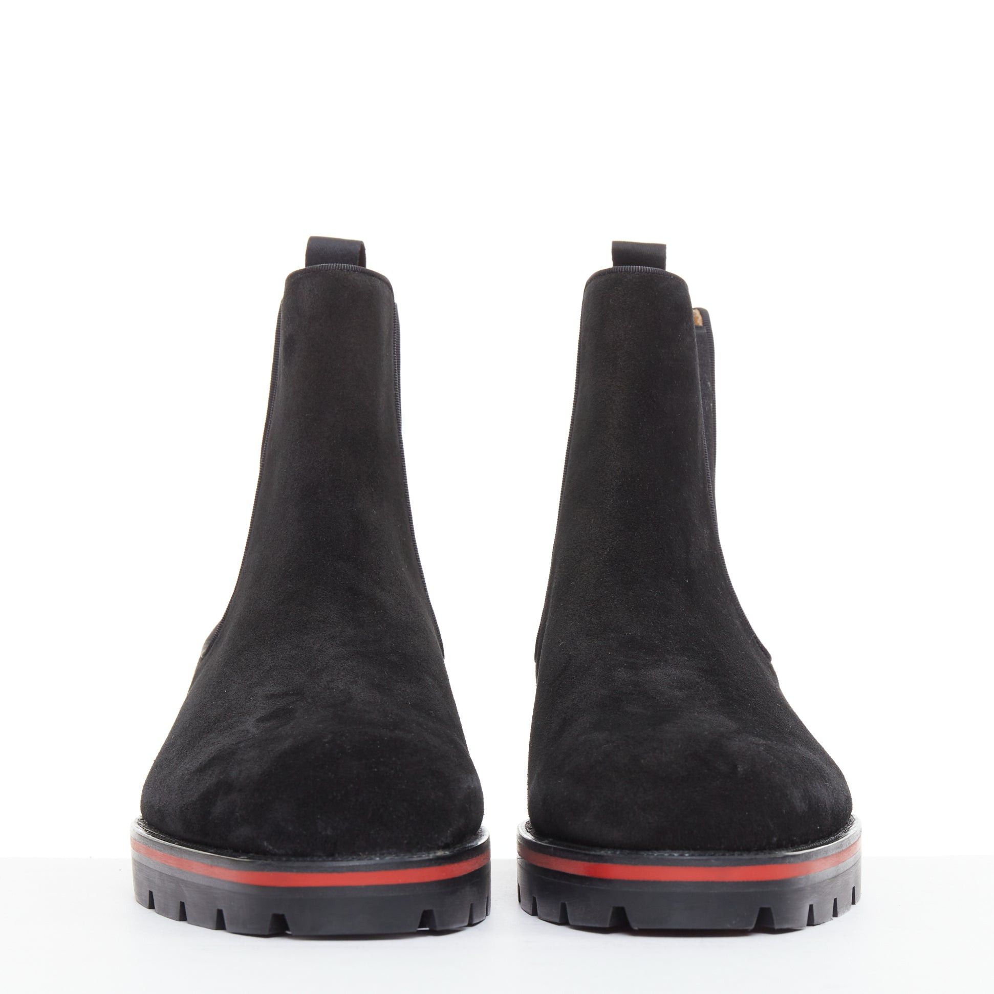 Christian Louboutin CHRISTIAN LOUBOUTIN Alpinono Flat Crosta Wax black suede lug sole chelsea boots EU43 US10 Size US 10 / EU 43 - 3 Thumbnail