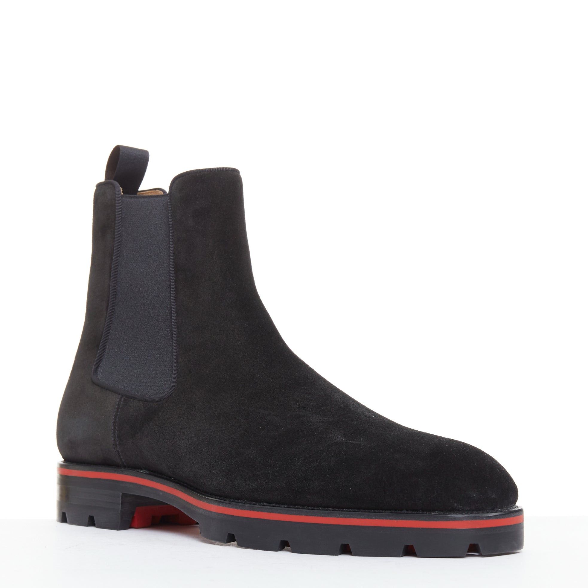 Christian Louboutin CHRISTIAN LOUBOUTIN Alpinono Flat Crosta Wax black suede lug sole chelsea boots EU41 US8 Size US 8 / EU 41 - 2 Thumbnail