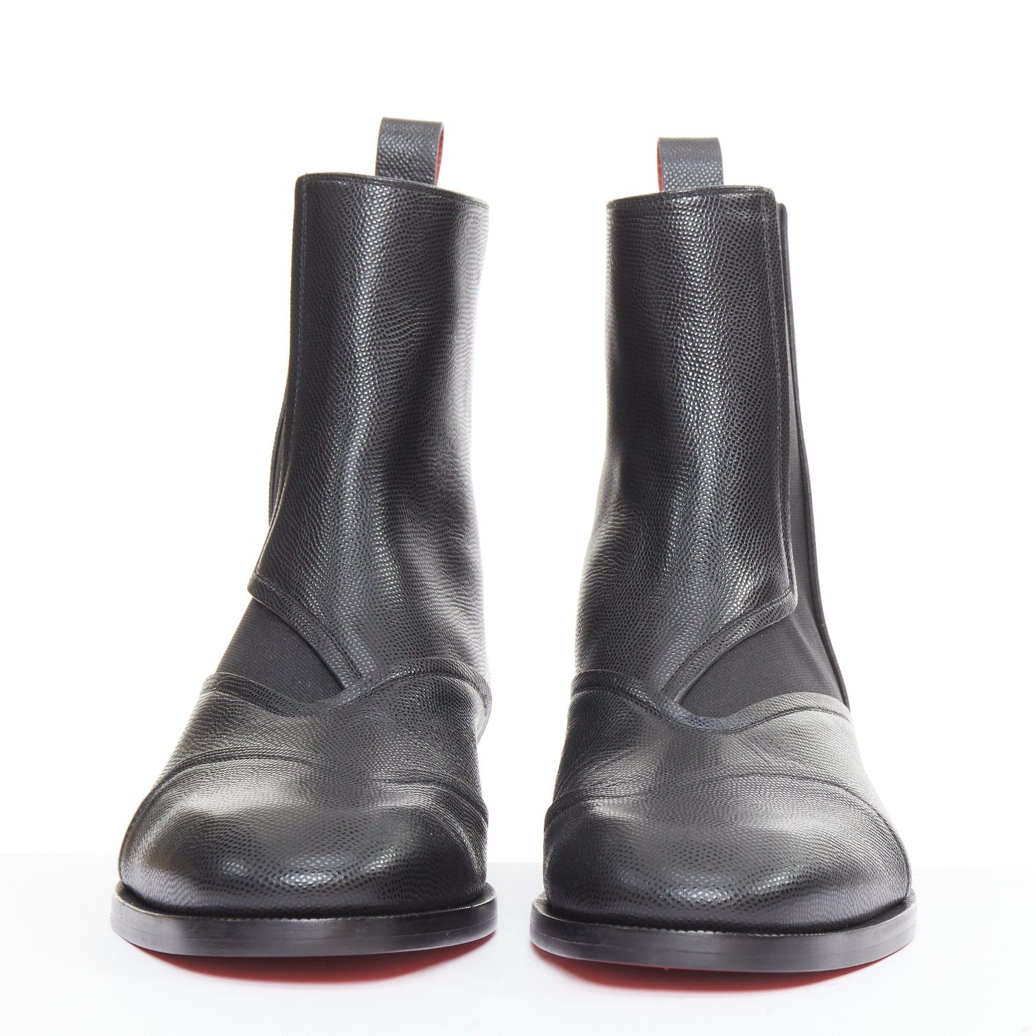 Christian Louboutin CHRISTIAN LOUBOUTIN Boabi black calf grain leather elastic gusset chelsea boot EU41 US8 Size US 8 / EU 41 - 3 Thumbnail