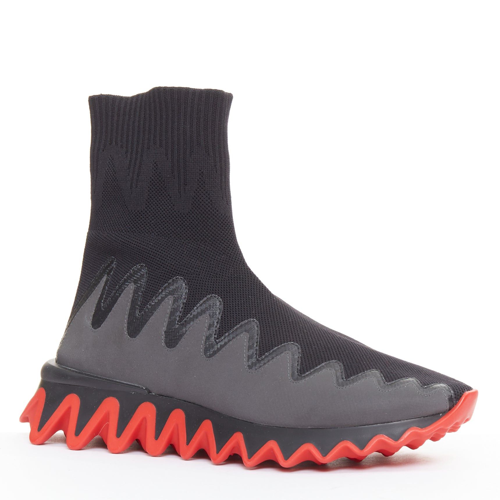 Christian Louboutin CHRISTIAN LOUBOUTIN Sharky Sock black sock knit spikey rubber sole ankle sneaker boot EU42 US9 Size US 9 / EU 42 - 2 Thumbnail