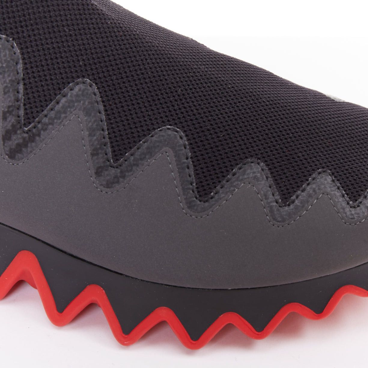Christian Louboutin CHRISTIAN LOUBOUTIN Sharky Sock black sock knit spikey rubber sole ankle sneaker boot EU43 US10 Size US 10 / EU 43 - 7 Thumbnail