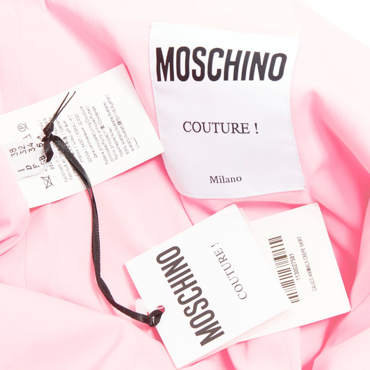 Moschino MOSCHINO COUTURE! 2022 Runway Calico Animals pink cream floral print trim mini skirt IT38 XS Size 26" / US 2 / IT 38 - 8 Thumbnail