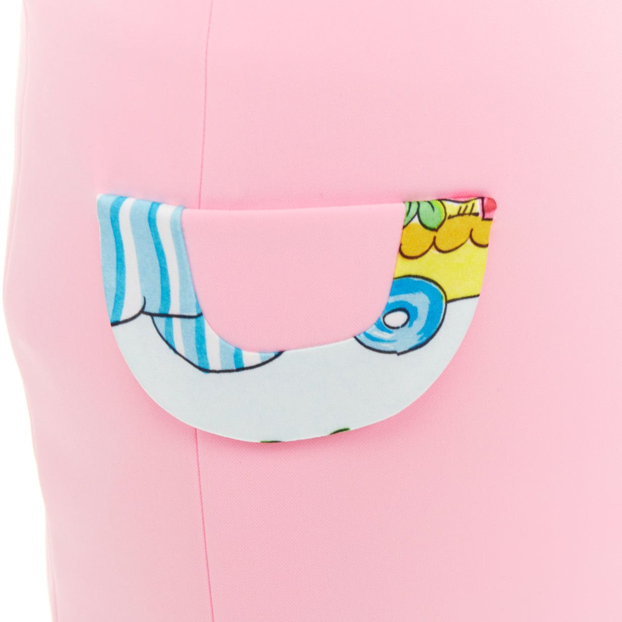 Moschino MOSCHINO COUTURE! 2022 Runway Calico Animals pink cream floral print trim mini skirt IT38 XS Size 26" / US 2 / IT 38 - 2 Thumbnail