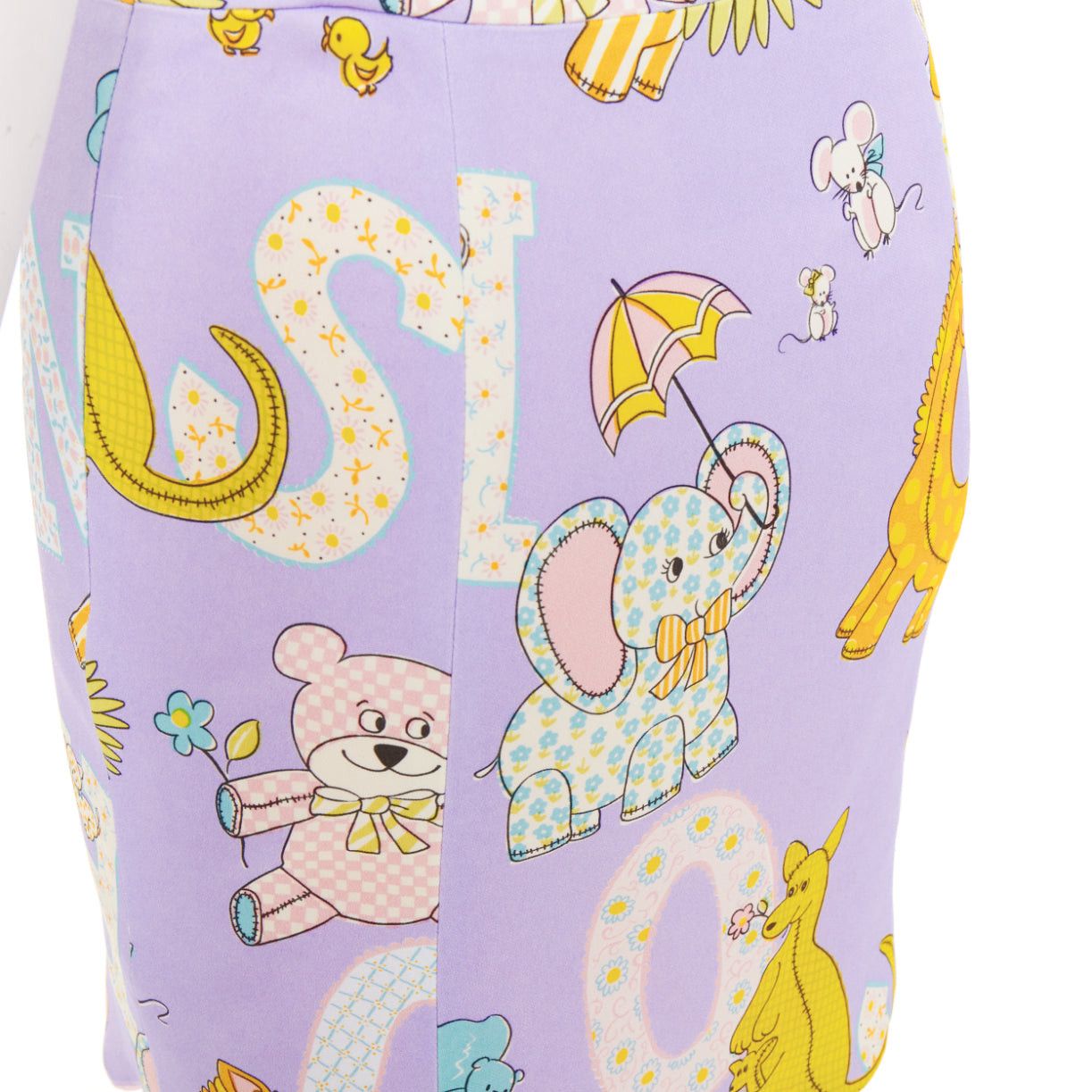 Moschino MOSCHINO COUTURE! 2022 Runway Calico Animals purple cartoons scallop mini skirt IT38 XS Size 26" / US 2 / IT 38 - 2 Thumbnail