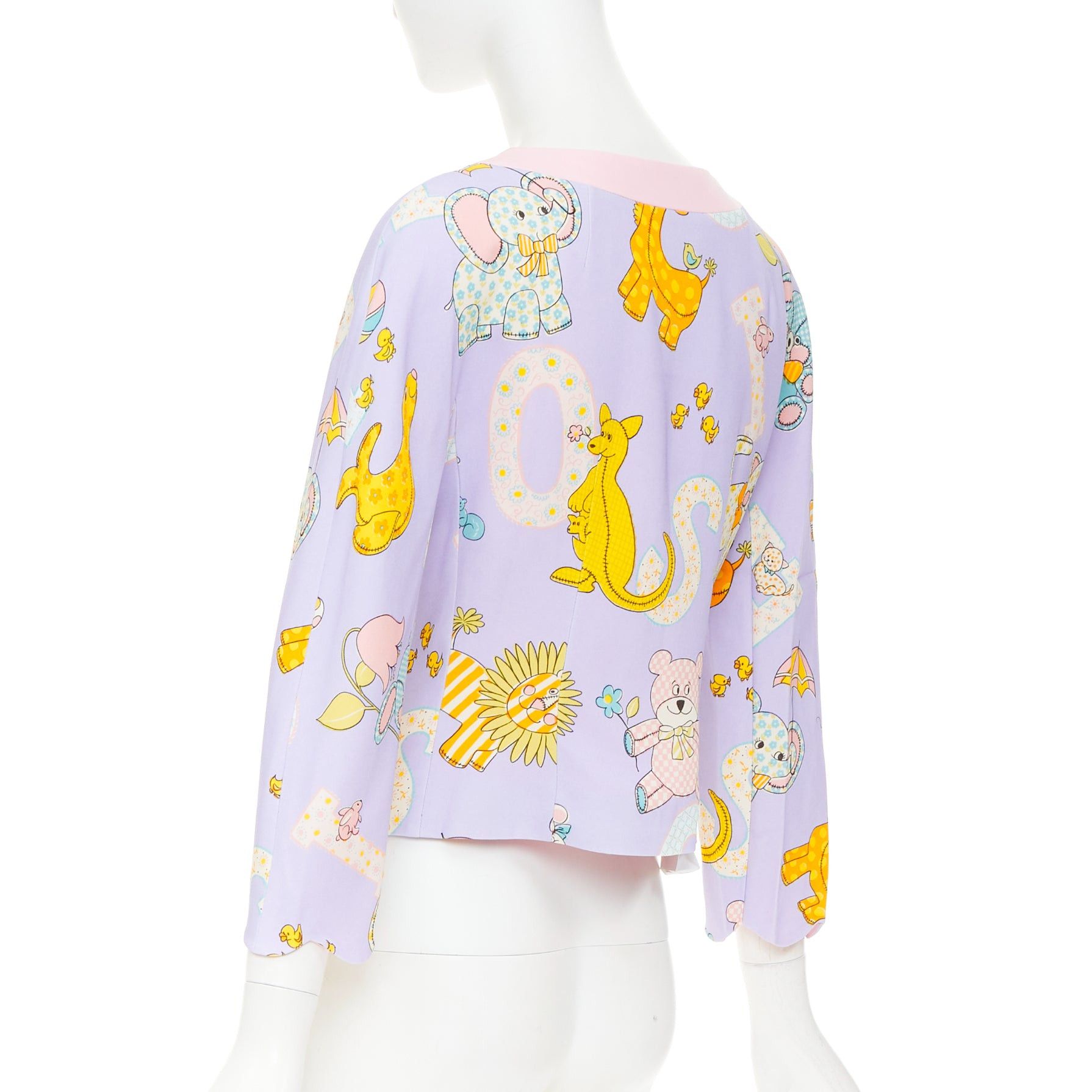 Moschino MOSCHINO COUTURE! 2022 Runway Calico Animals purple pink bow front fitted jacket IT44 L Size M / US 6-8 / IT 42-44 - 7 Thumbnail