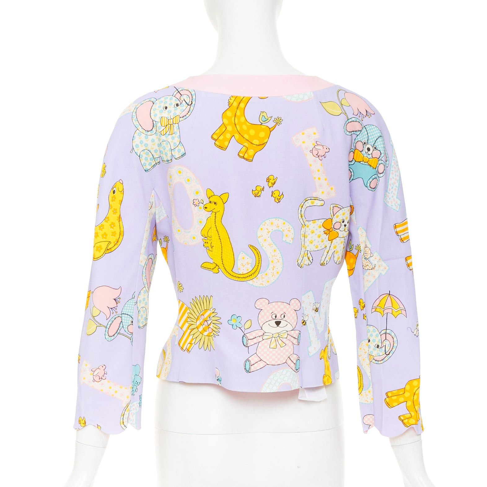 Moschino MOSCHINO COUTURE! 2022 Runway Calico Animals purple pink bow front fitted jacket IT44 L Size M / US 6-8 / IT 42-44 - 6 Thumbnail