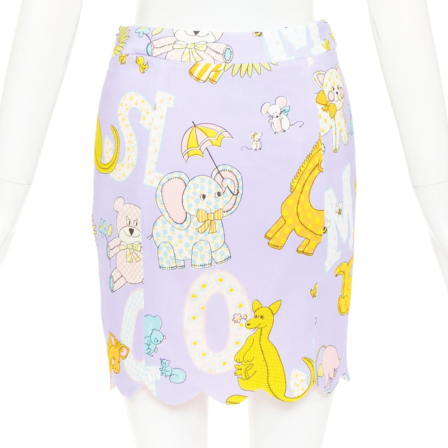 Moschino MOSCHINO COUTURE! 2022 Runway Calico Animals purple cartoons scallop mini skirt IT42 M Size 28" / US 6 / IT 42 - 5 Thumbnail
