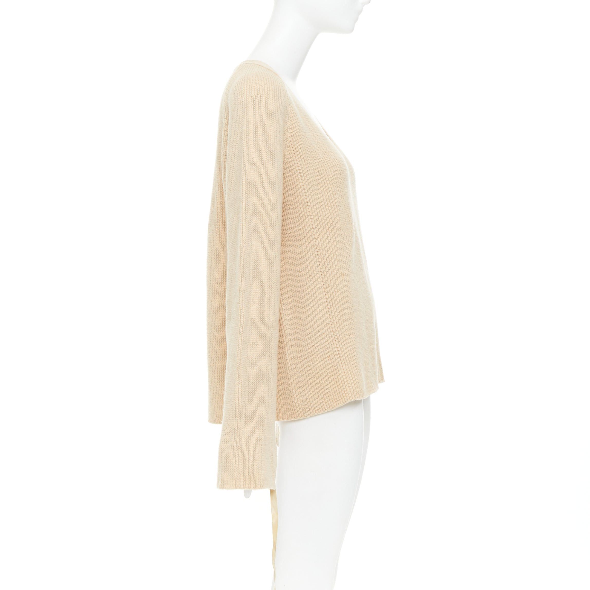Helmut Lang HELMUT LANG beige wool cashmere lace up sleeves relaxed oversized sweater M Size M / US 6-8 / IT 42-44 - 4 Thumbnail