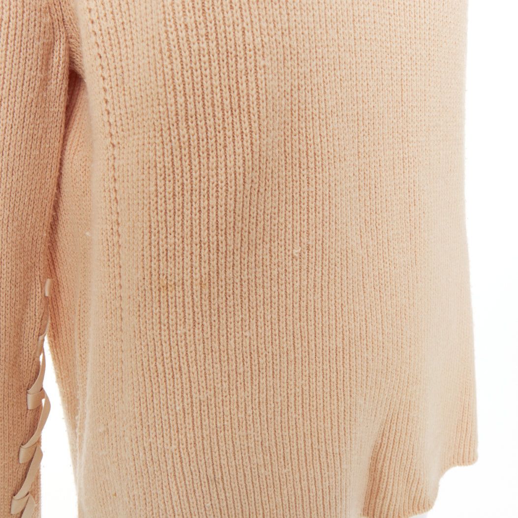 Helmut Lang HELMUT LANG beige wool cashmere lace up sleeves relaxed oversized sweater M Size M / US 6-8 / IT 42-44 - 8 Thumbnail