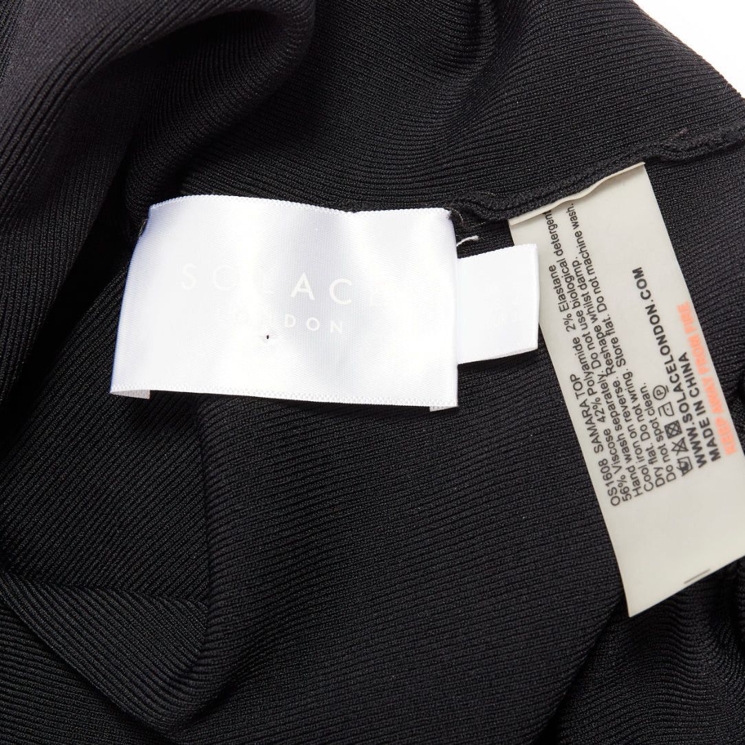 Solace London SOLACE LONDON Samara black viscose blend ruched sleeves drop sleeves cropped pullover UK8 S Size S / US 4 / IT 40 - 9 Thumbnail