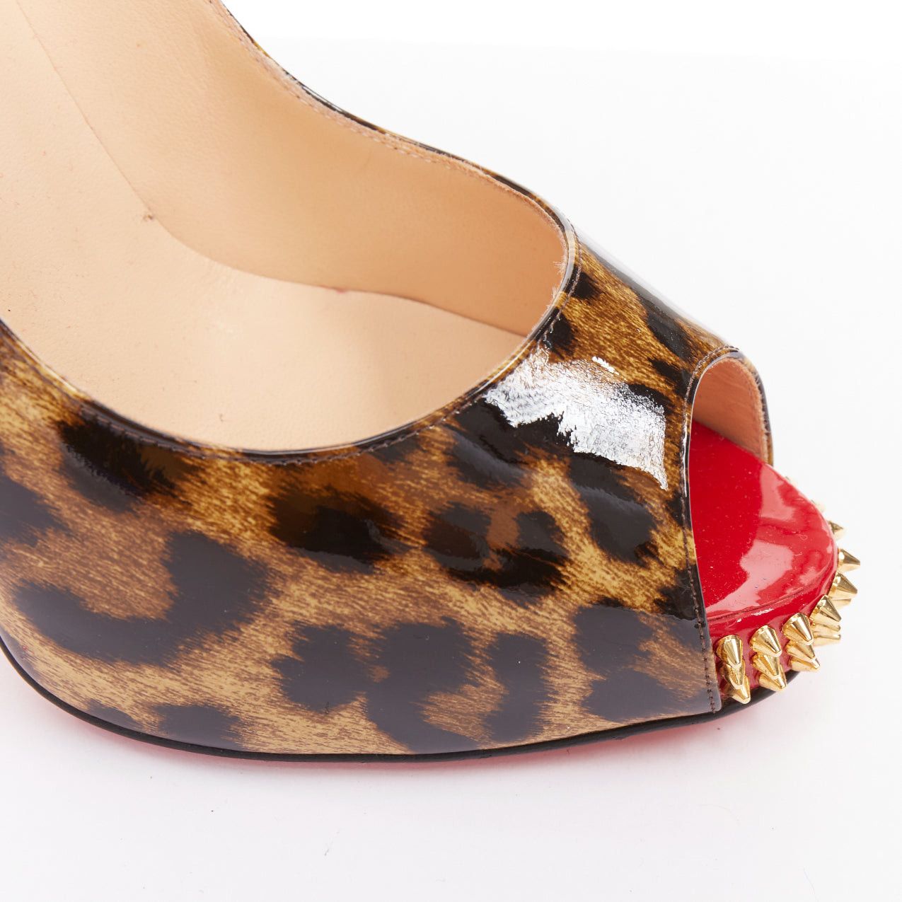 Christian Louboutin CHRISTIAN LOUBOUTIN Very Prive Spikes 120 brown leopard patent peep spikes heels EU39 Size US 9 / IT 39 - 7 Thumbnail