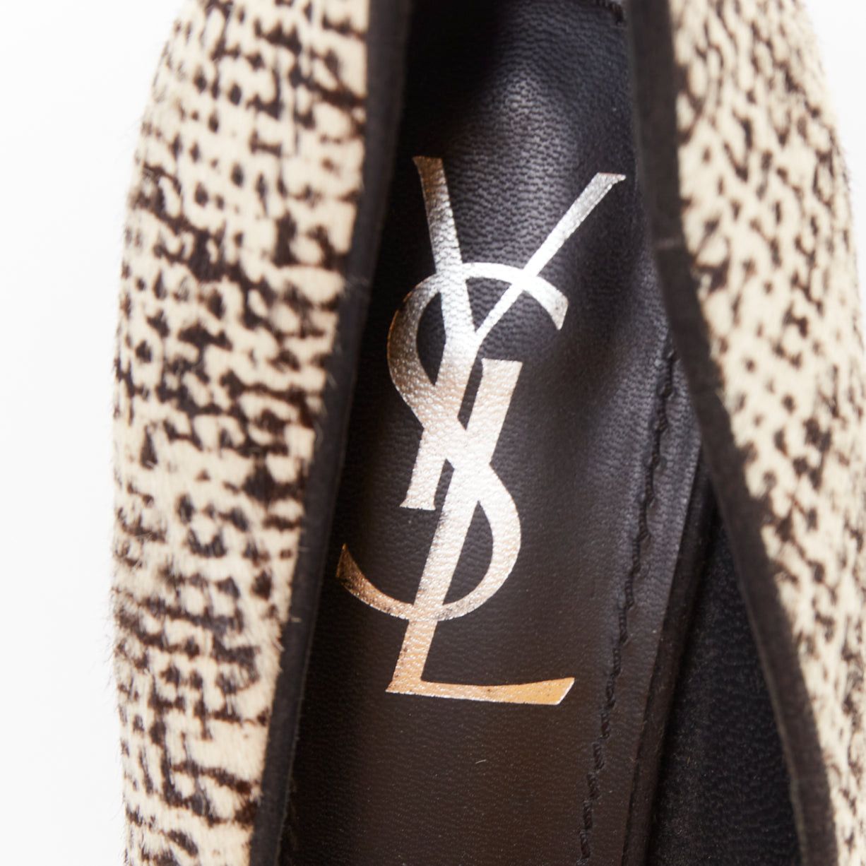 Yves Saint Laurent YVES SAINT LAURENT Tribtoo 105 cream black printed calf hair platform pumps EU39.5 Size US 9.5 / IT 39.5 - 9 Thumbnail