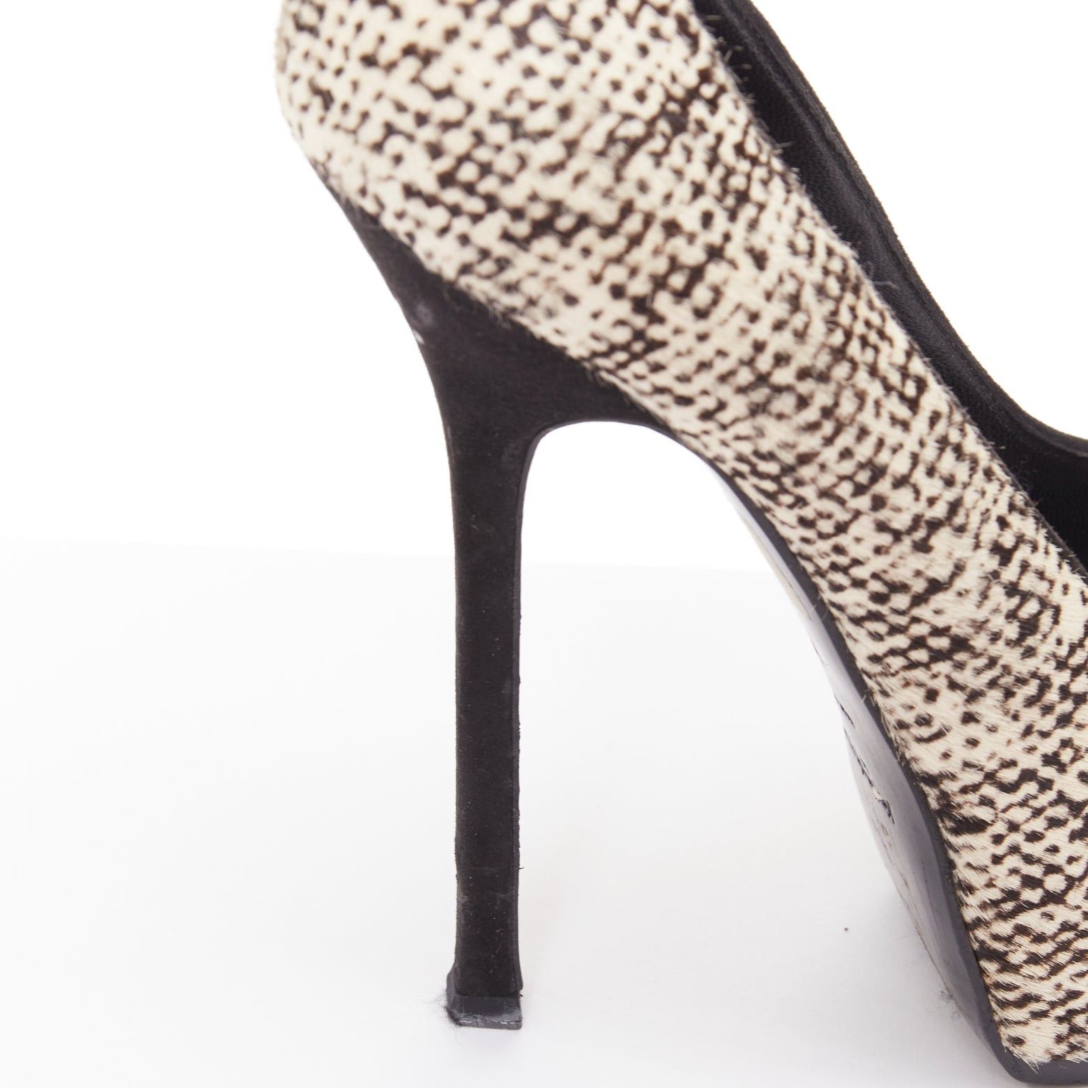 Yves Saint Laurent YVES SAINT LAURENT Tribtoo 105 cream black printed calf hair platform pumps EU39.5 Size US 9.5 / IT 39.5 - 8 Thumbnail