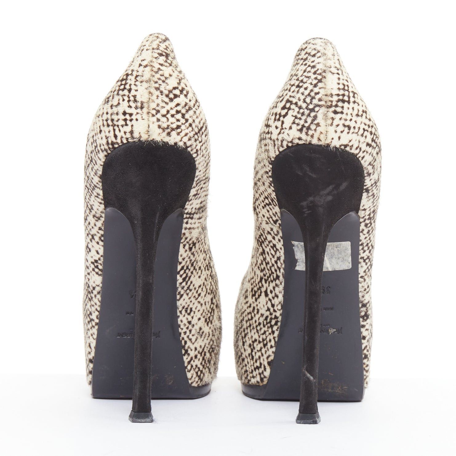 Yves Saint Laurent YVES SAINT LAURENT Tribtoo 105 cream black printed calf hair platform pumps EU39.5 Size US 9.5 / IT 39.5 - 5 Thumbnail