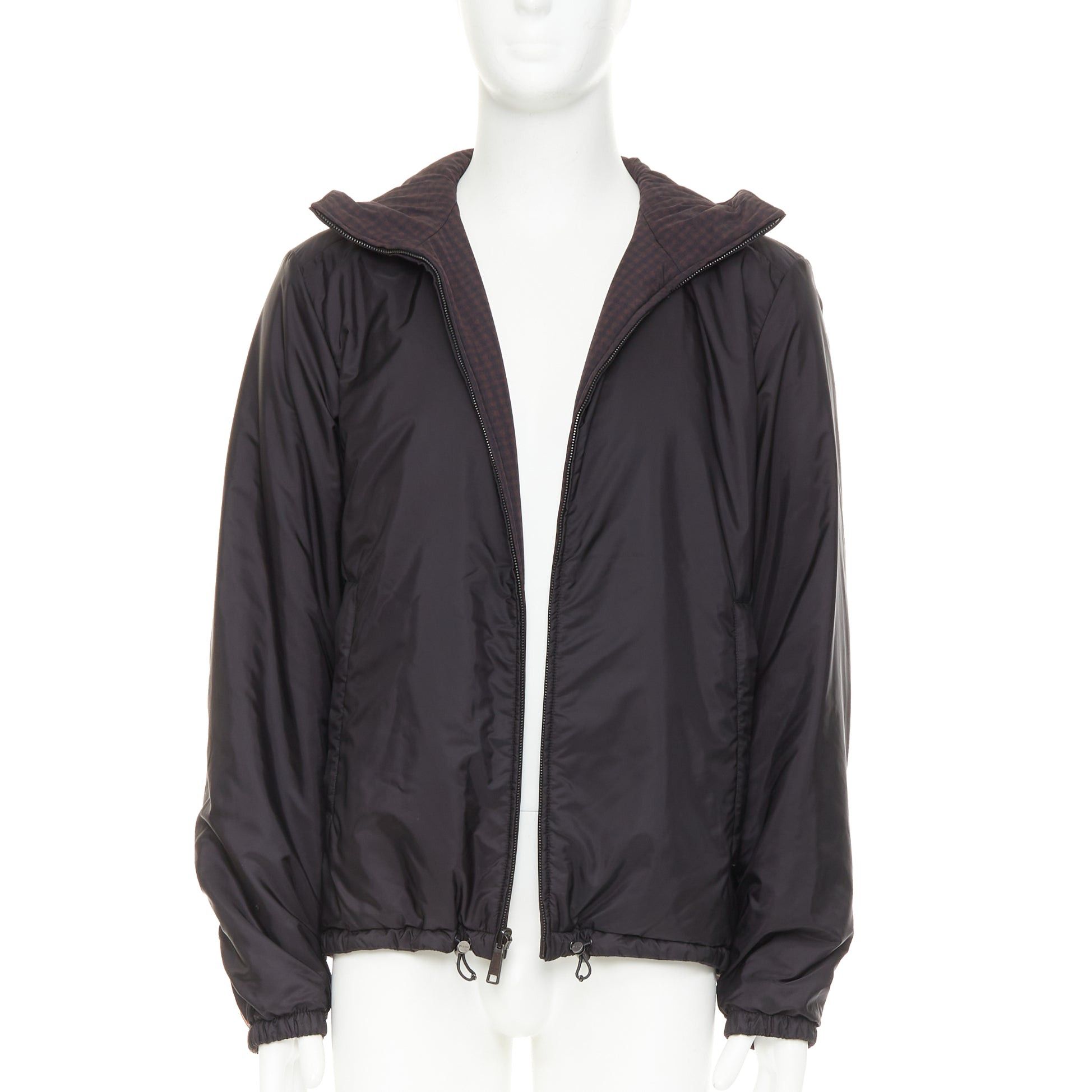Prada PRADA Linea Rossa 2014 Reversible black burgundy gingham nylon hooded windbreaker jacket IT52 XL Size US XL / EU 56 / 4 - 3 Thumbnail