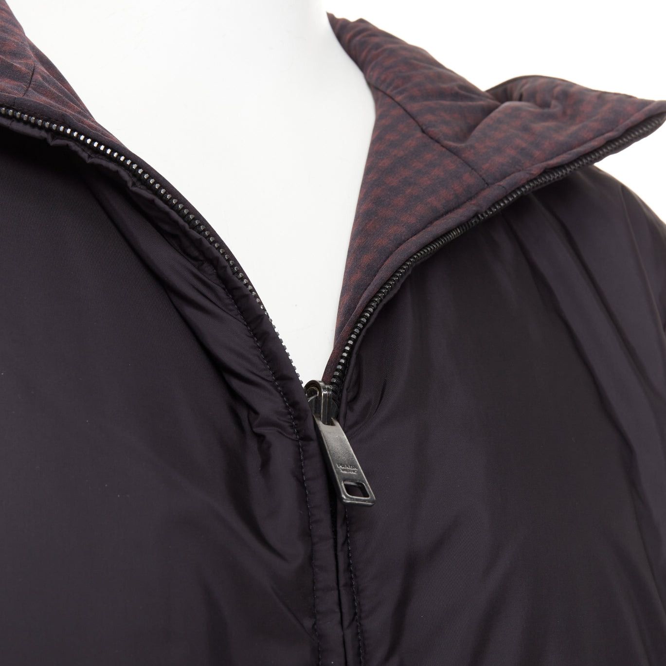 Prada PRADA Linea Rossa 2014 Reversible black burgundy gingham nylon hooded windbreaker jacket IT52 XL Size US XL / EU 56 / 4 - 14 Thumbnail