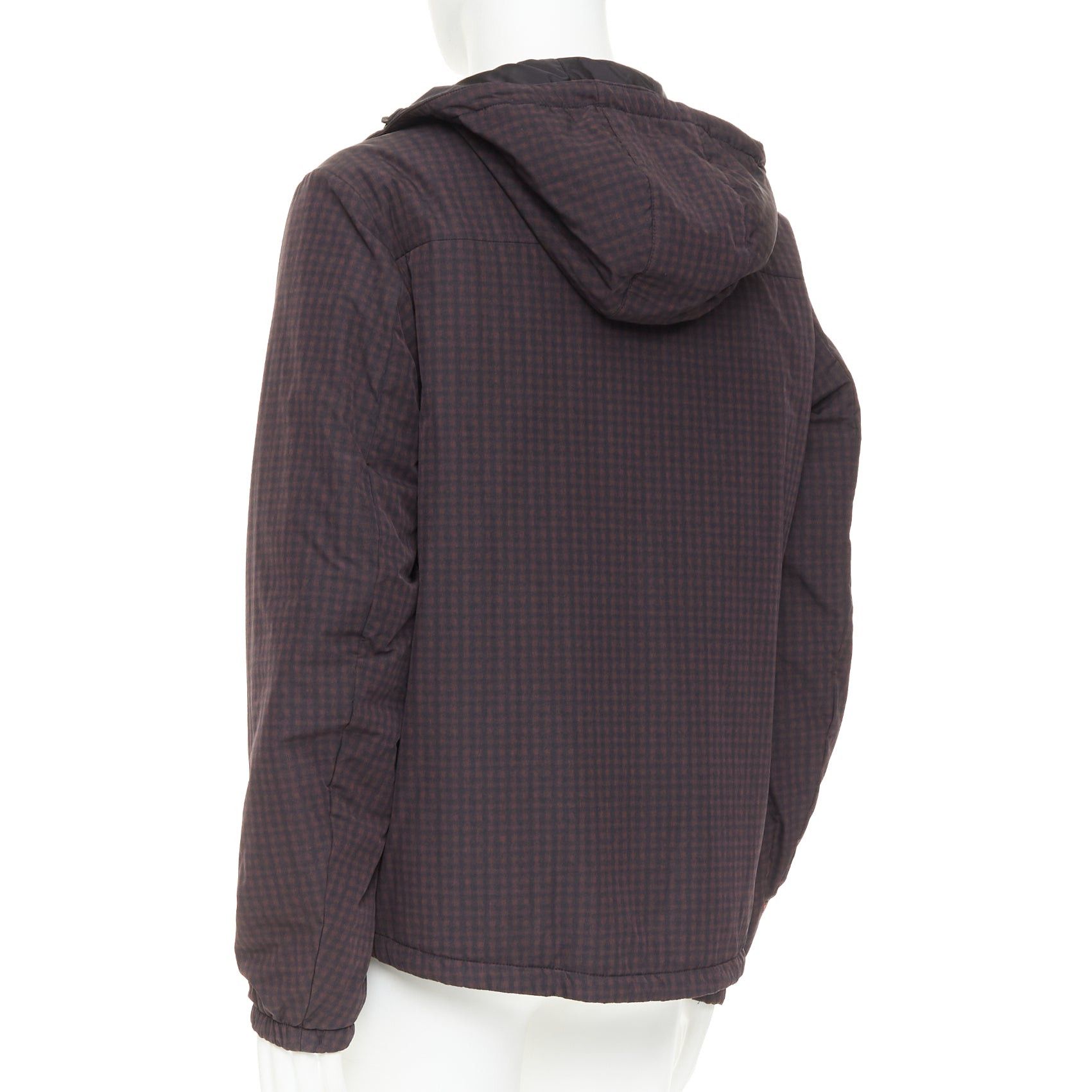 Prada PRADA Linea Rossa 2014 Reversible black burgundy gingham nylon hooded windbreaker jacket IT52 XL Size US XL / EU 56 / 4 - 12 Thumbnail
