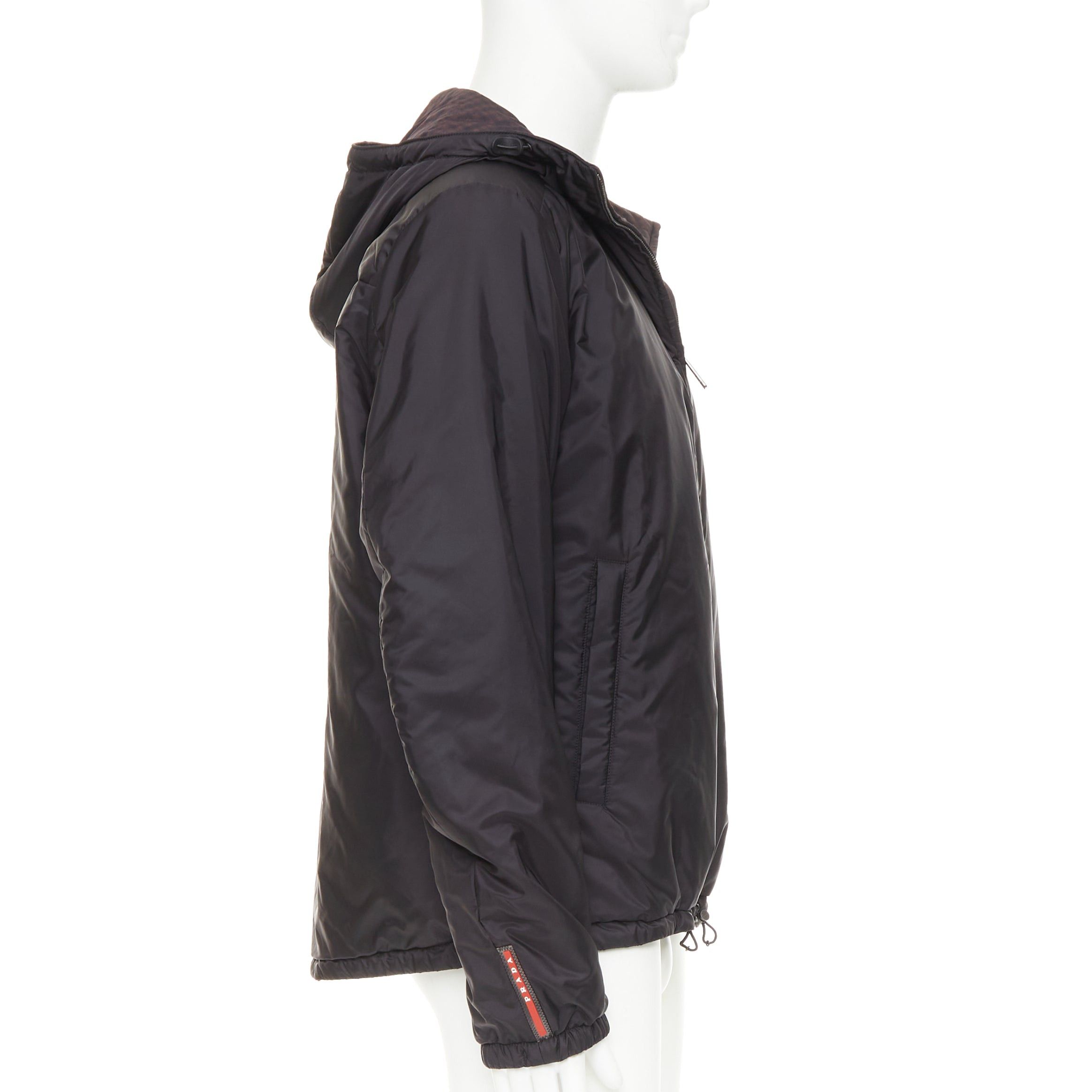 Prada PRADA Linea Rossa 2014 Reversible black burgundy gingham nylon hooded windbreaker jacket IT52 XL Size US XL / EU 56 / 4 - 7 Thumbnail
