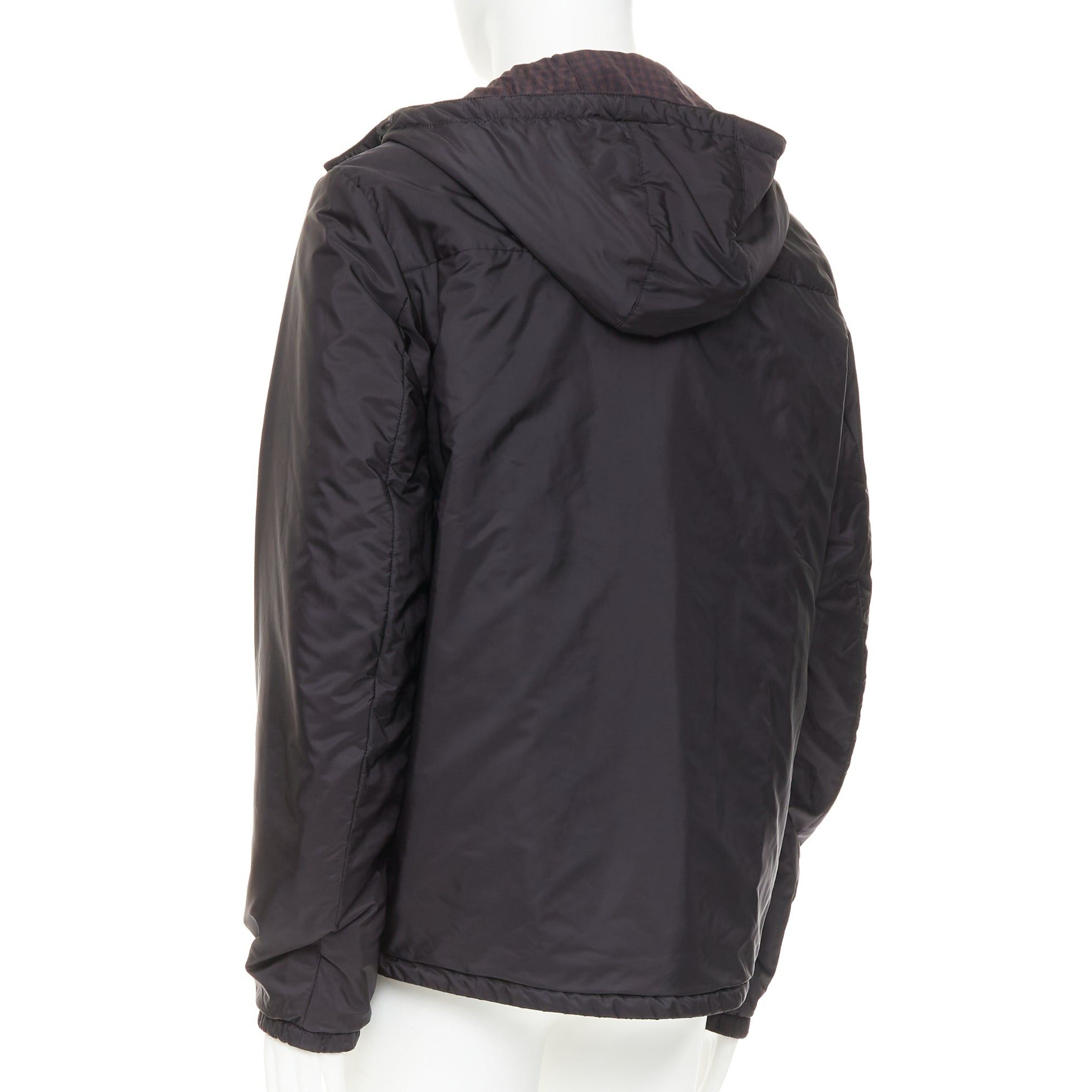 Prada PRADA Linea Rossa 2014 Reversible black burgundy gingham nylon hooded windbreaker jacket IT52 XL Size US XL / EU 56 / 4 - 11 Thumbnail
