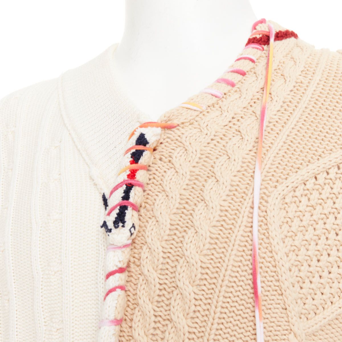 Liam Hodges LIAM HODGES 2020 deconstructed split mixed cable knit laced sweater XL Size US XL / EU 56 / 4 - 2 Thumbnail