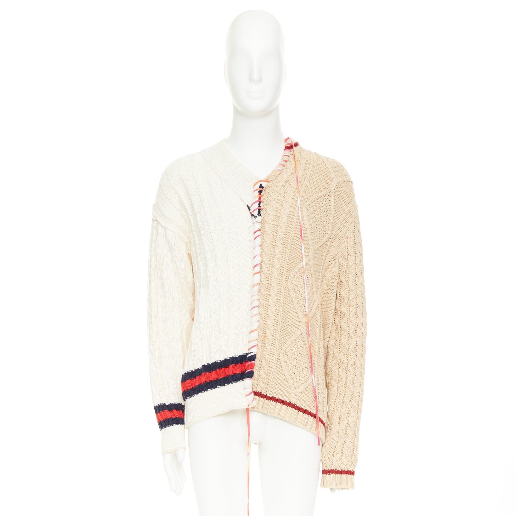 Liam Hodges LIAM HODGES 2020 deconstructed split mixed cable knit laced sweater XL Size US XL / EU 56 / 4 - 10 Thumbnail