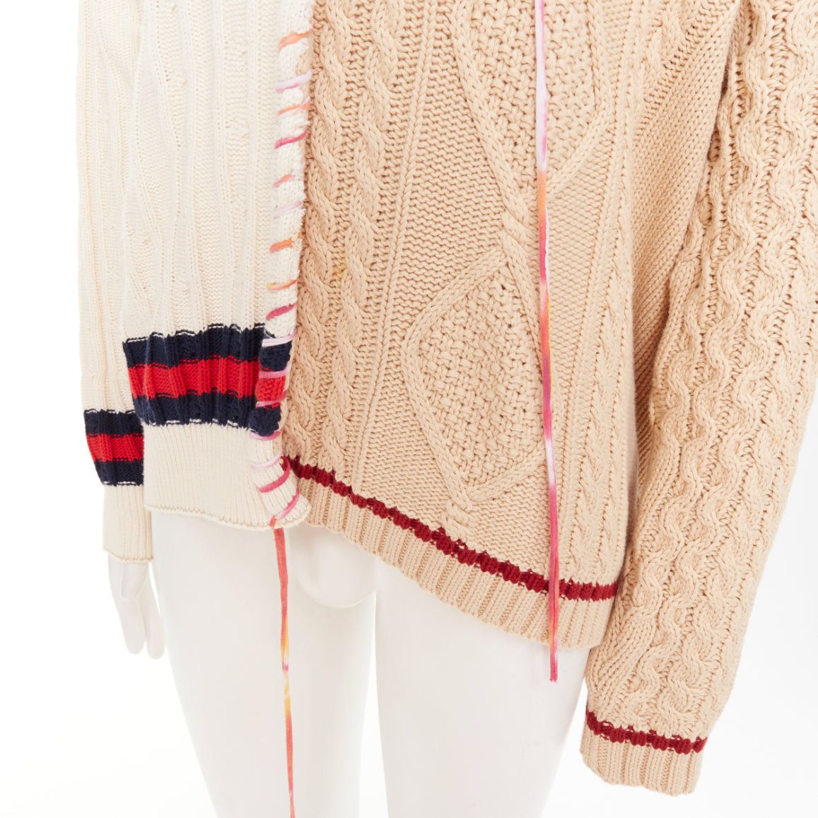 Liam Hodges LIAM HODGES 2020 deconstructed split mixed cable knit laced sweater XL Size US XL / EU 56 / 4 - 7 Thumbnail