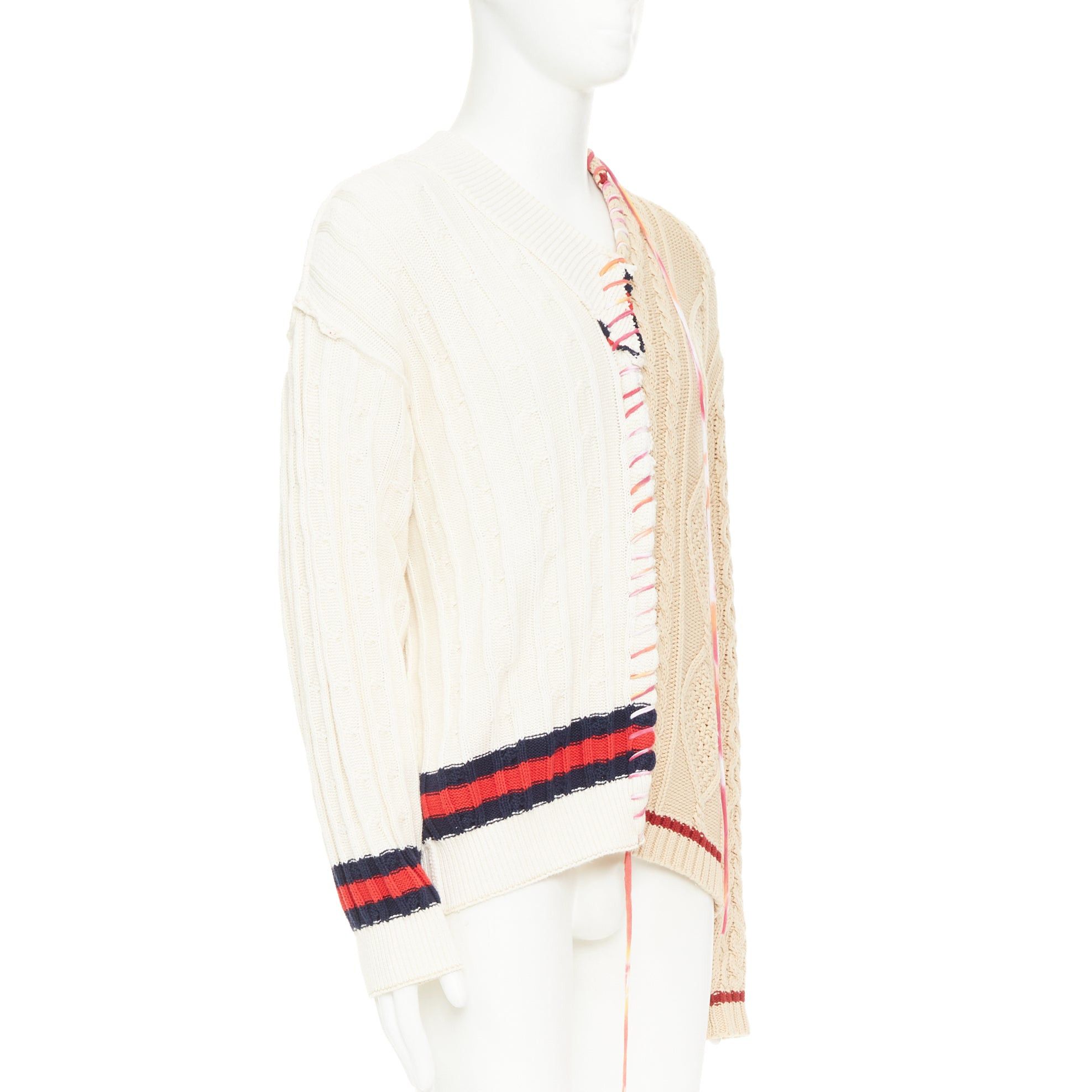 Liam Hodges LIAM HODGES 2020 deconstructed split mixed cable knit laced sweater XL Size US XL / EU 56 / 4 - 3 Thumbnail
