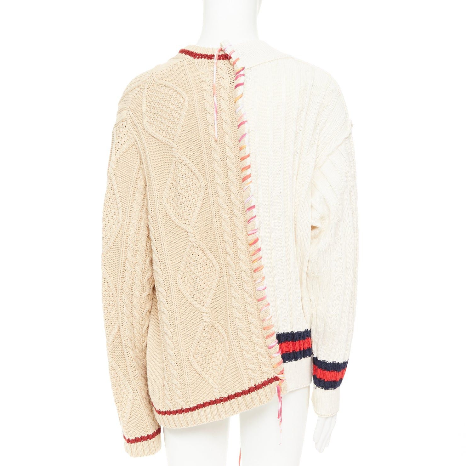 Liam Hodges LIAM HODGES 2020 deconstructed split mixed cable knit laced sweater XL Size US XL / EU 56 / 4 - 5 Thumbnail