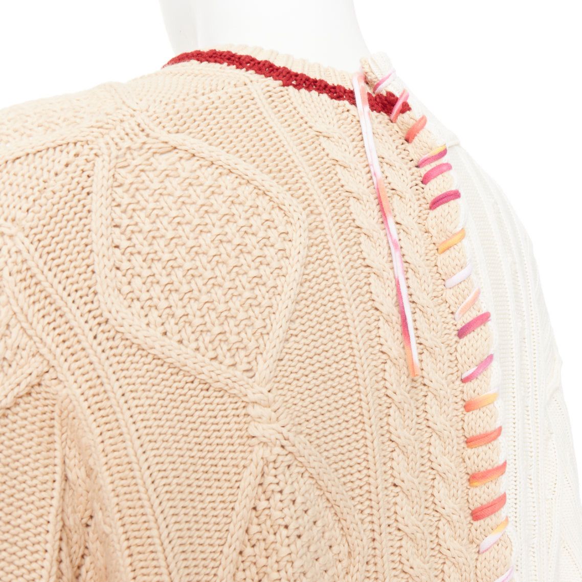 Liam Hodges LIAM HODGES 2020 deconstructed split mixed cable knit laced sweater XL Size US XL / EU 56 / 4 - 8 Thumbnail