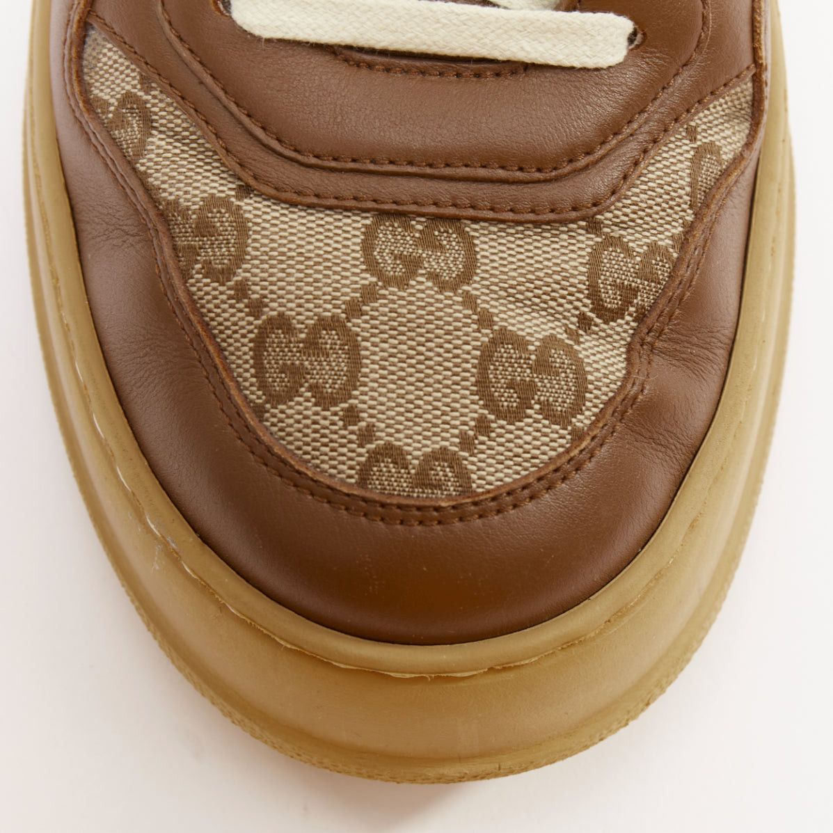 Gucci GUCCI brown leather canvas GG monogram logo chunky platform sneakers UK9.5 EU43.5 Size US 10.5 / EU 43-44 - 6 Thumbnail