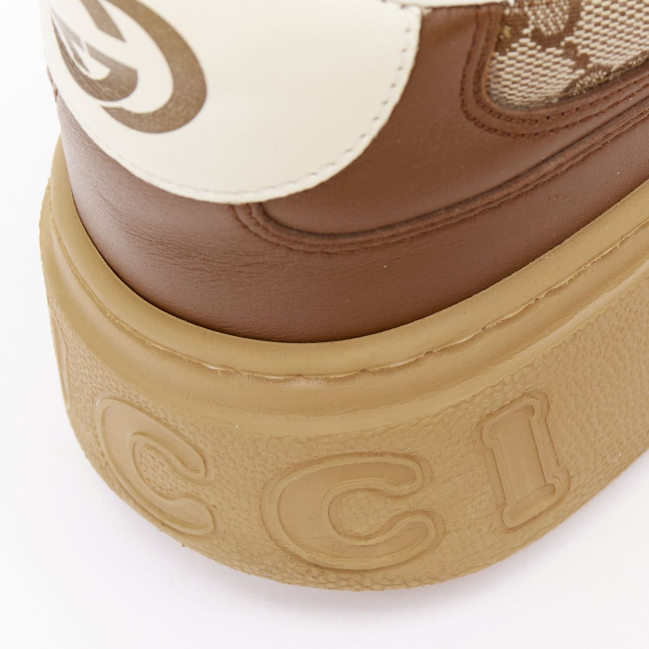 Gucci GUCCI brown leather canvas GG monogram logo chunky platform sneakers UK9.5 EU43.5 Size US 10.5 / EU 43-44 - 8 Thumbnail