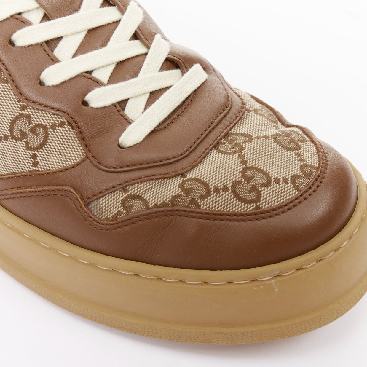 Gucci GUCCI brown leather canvas GG monogram logo chunky platform sneakers UK9.5 EU43.5 Size US 10.5 / EU 43-44 - 7 Thumbnail