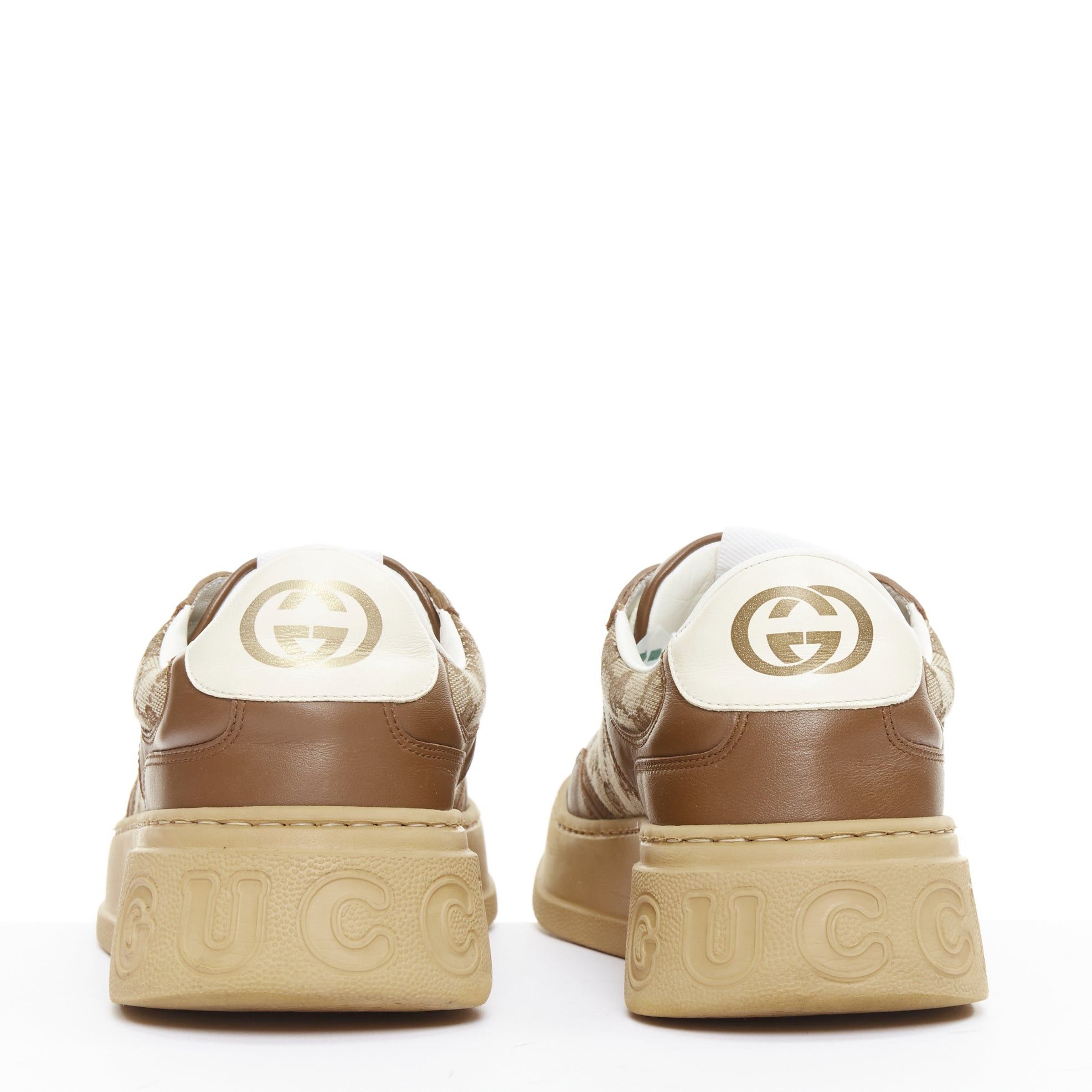 Gucci GUCCI brown leather canvas GG monogram logo chunky platform sneakers UK9.5 EU43.5 Size US 10.5 / EU 43-44 - 5 Thumbnail